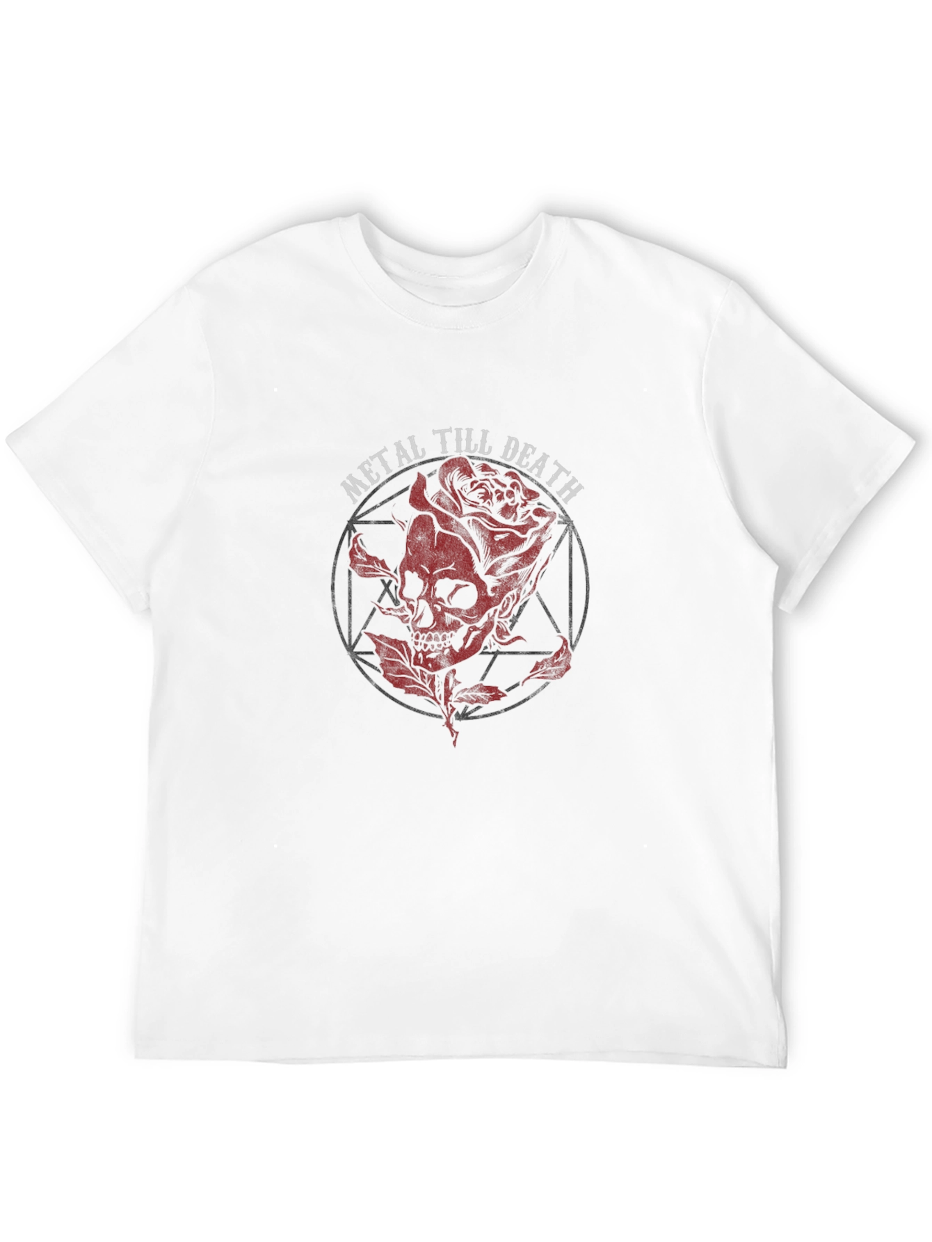 Metal Till Death Skull & Rose Graphic T-Shirt