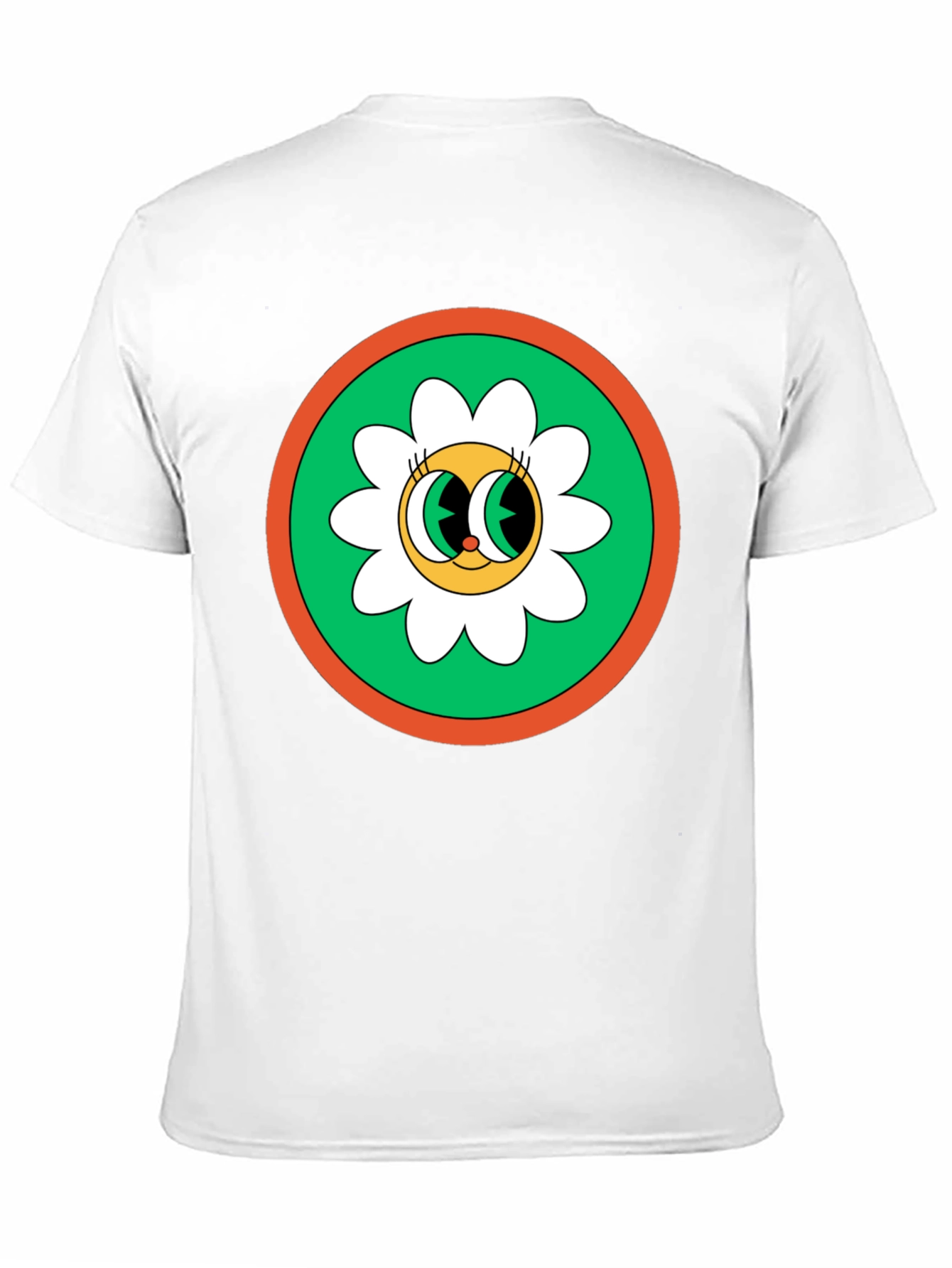 Retro Flower Power Graphic Tee - Black Cotton Blend