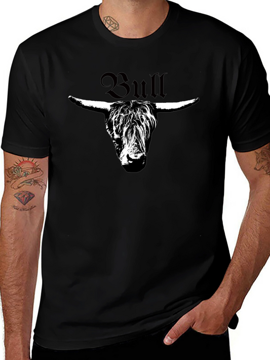 Bull Head Graphic Print Black T-Shirt