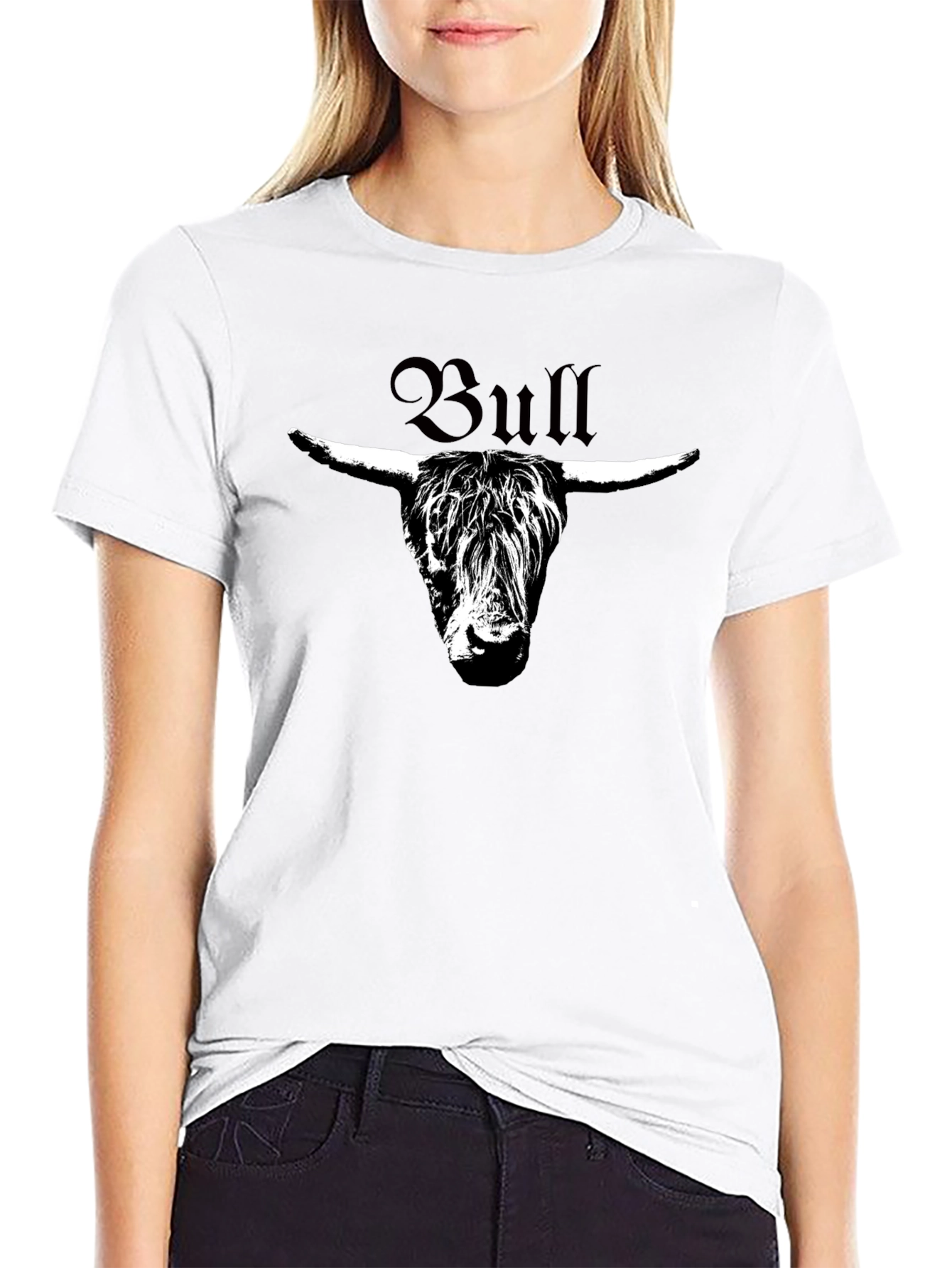 Bull Head Graphic Print Black T-Shirt