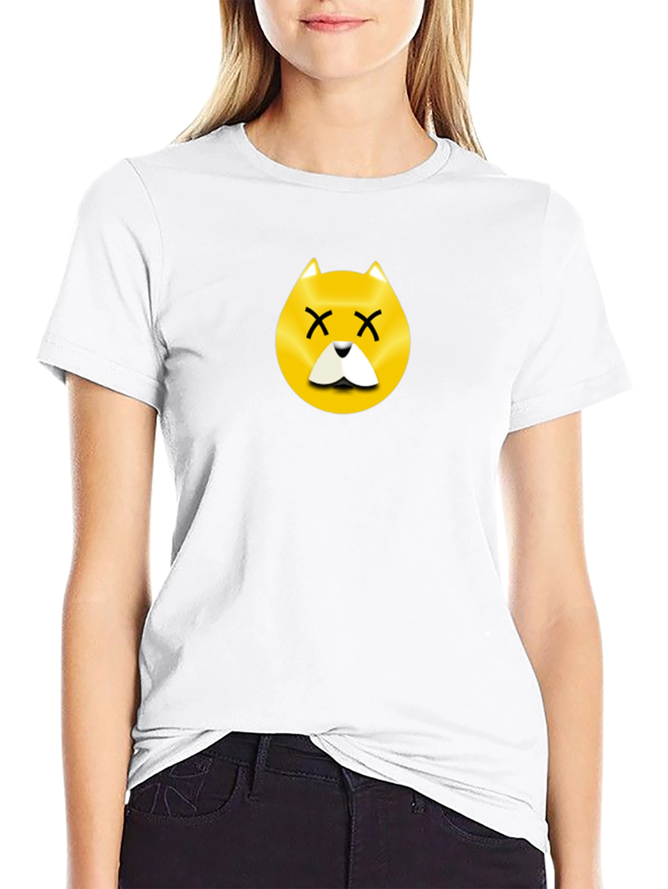 Dead Dog Emoji T-Shirt - Black Cotton