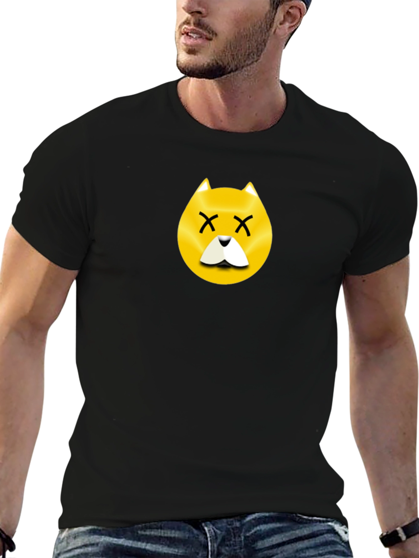 Dead Dog Emoji T-Shirt - Black Cotton