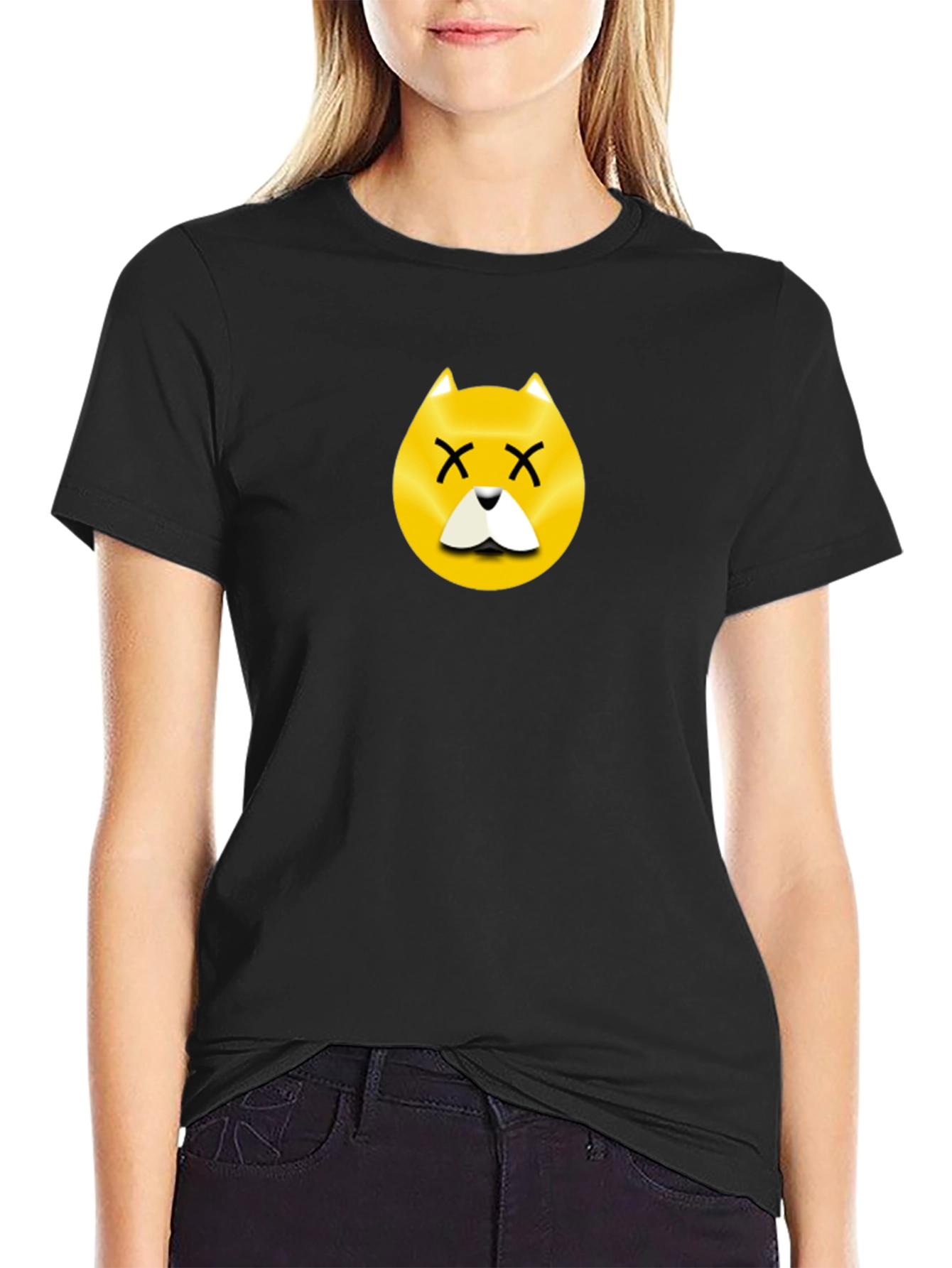 Dead Dog Emoji T-Shirt - Black Cotton