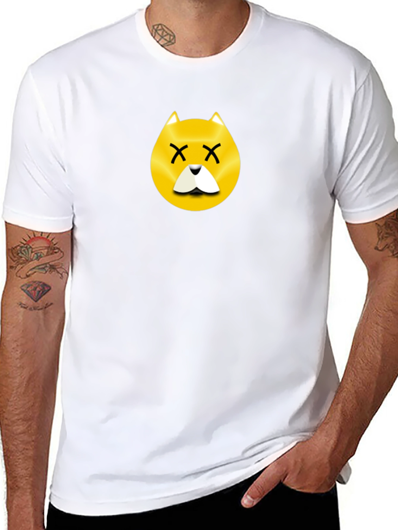 Dead Dog Emoji T-Shirt - Black Cotton
