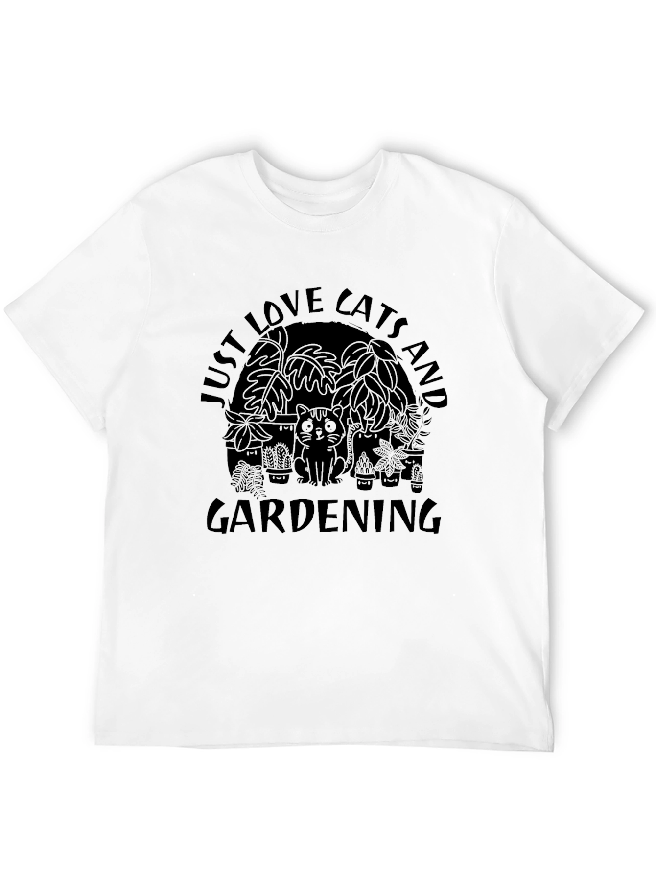 Cats and Gardening Black T-Shirt