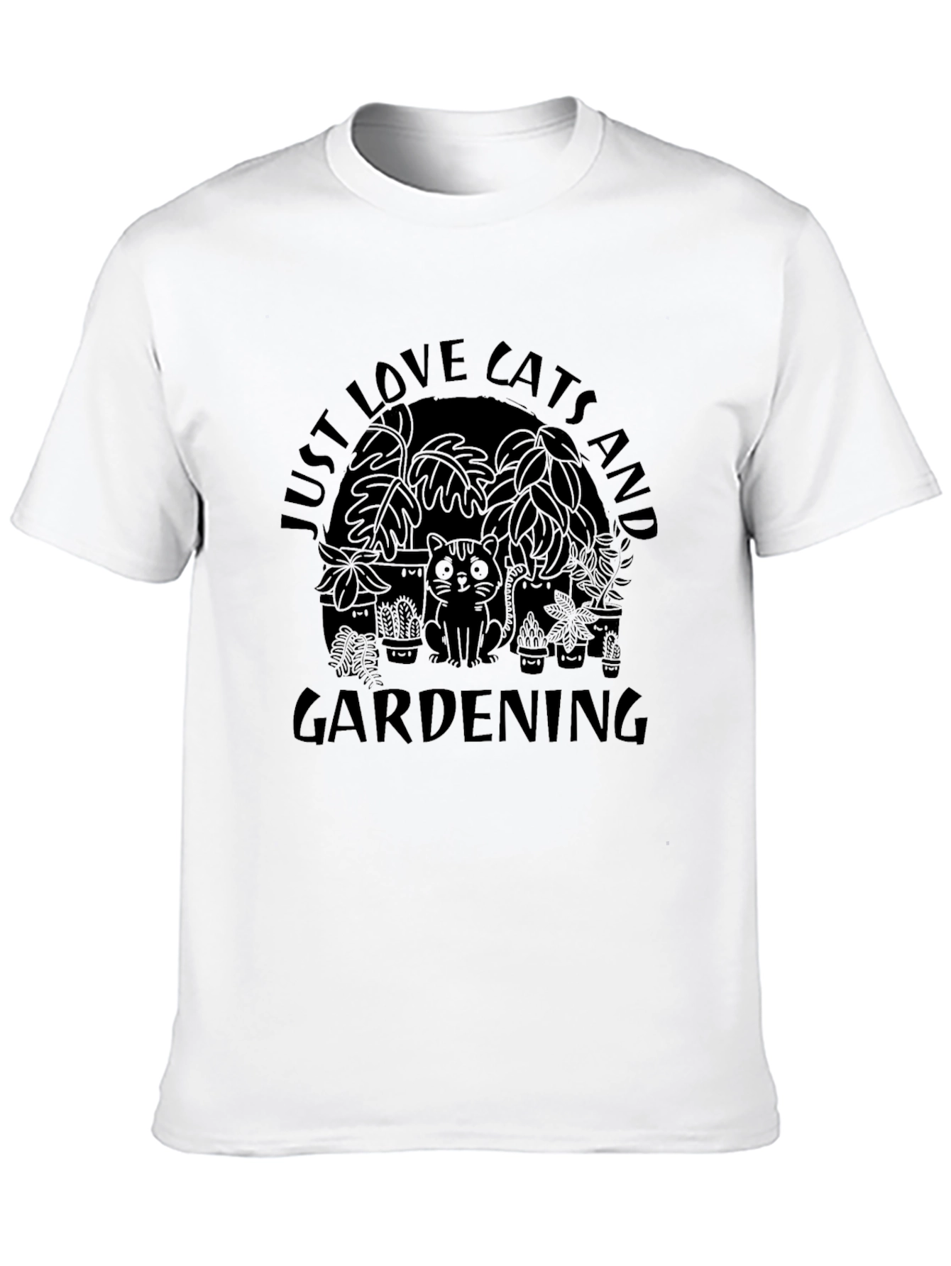 Cats and Gardening Black T-Shirt