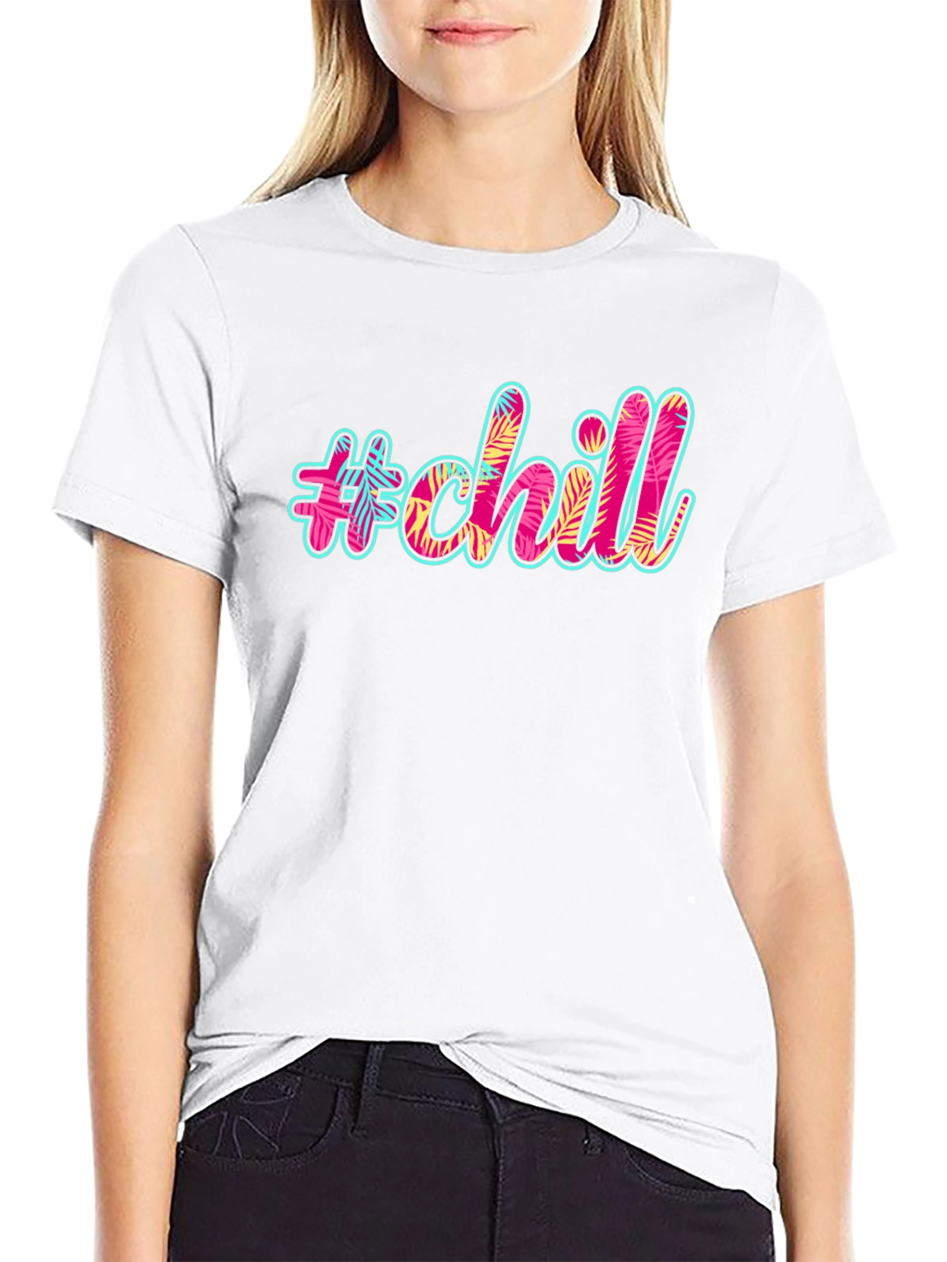 #chill Graphic Print Black T-Shirt