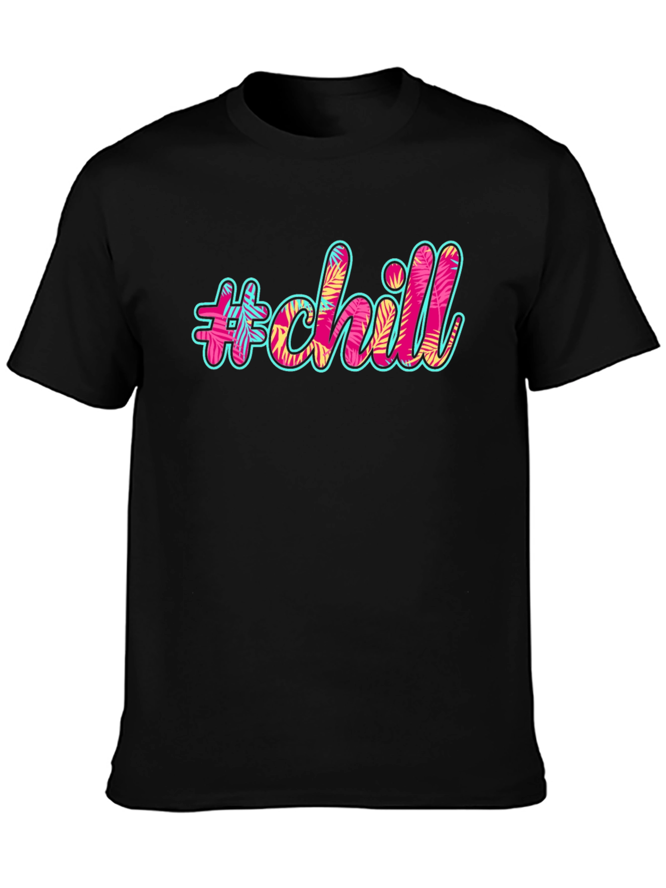 #chill Graphic Print Black T-Shirt