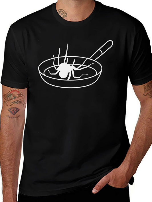 Spider Fry Pan T-Shirt - Funny Arachnid Cooking Tee