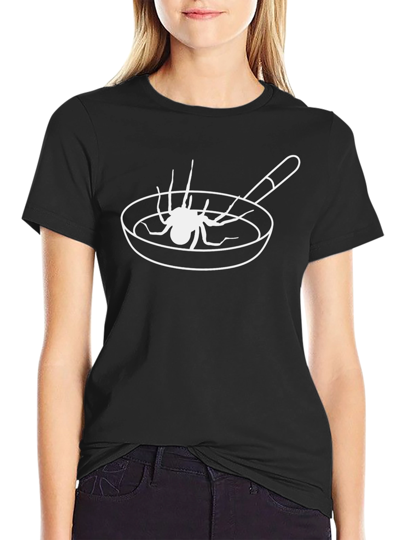 Spider Fry Pan T-Shirt - Funny Arachnid Cooking Tee