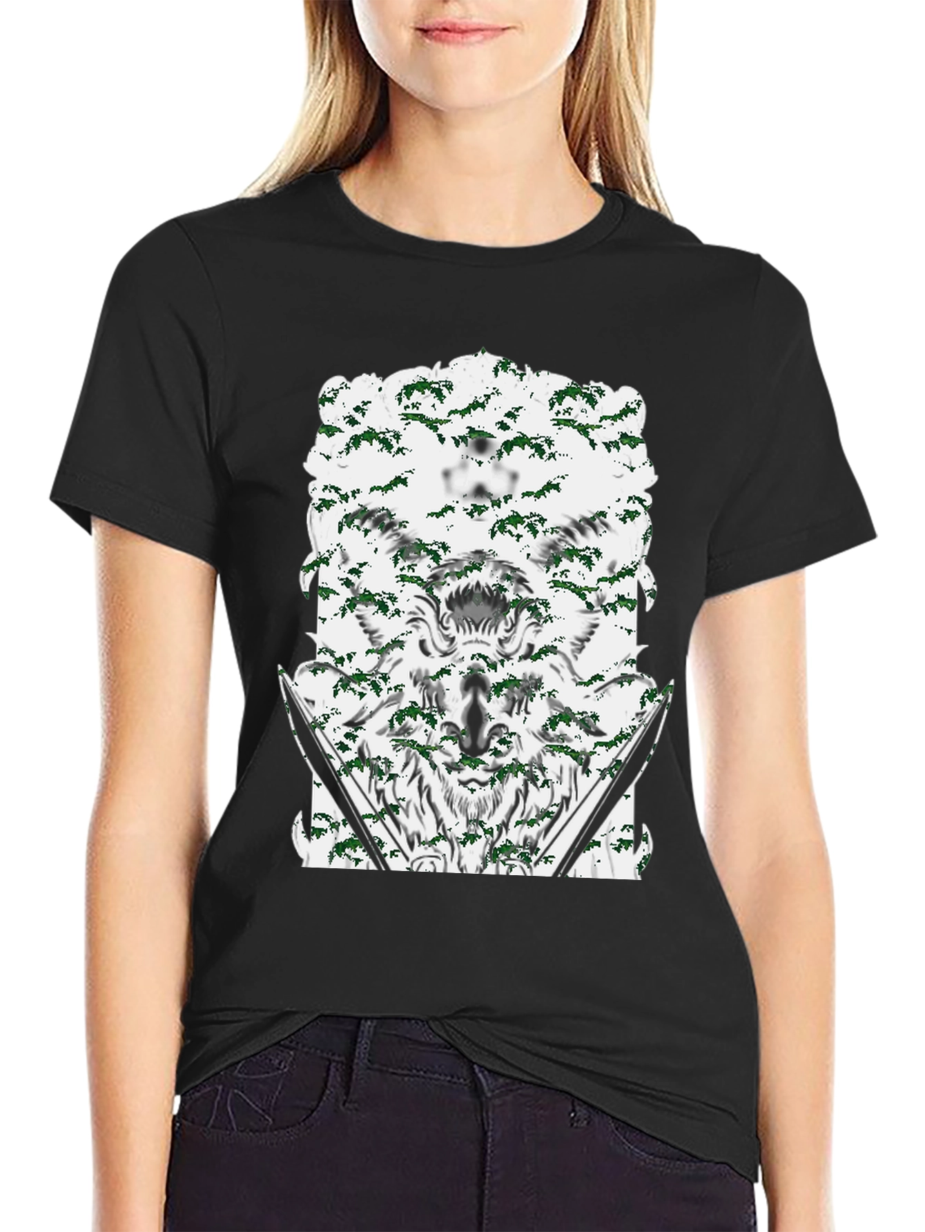 Wolf Graphic Print Crew Neck T-Shirt