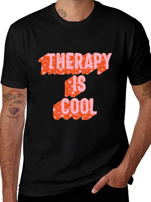 Therapy is Cool Graphic Tee - Trendy Black T-Shirt