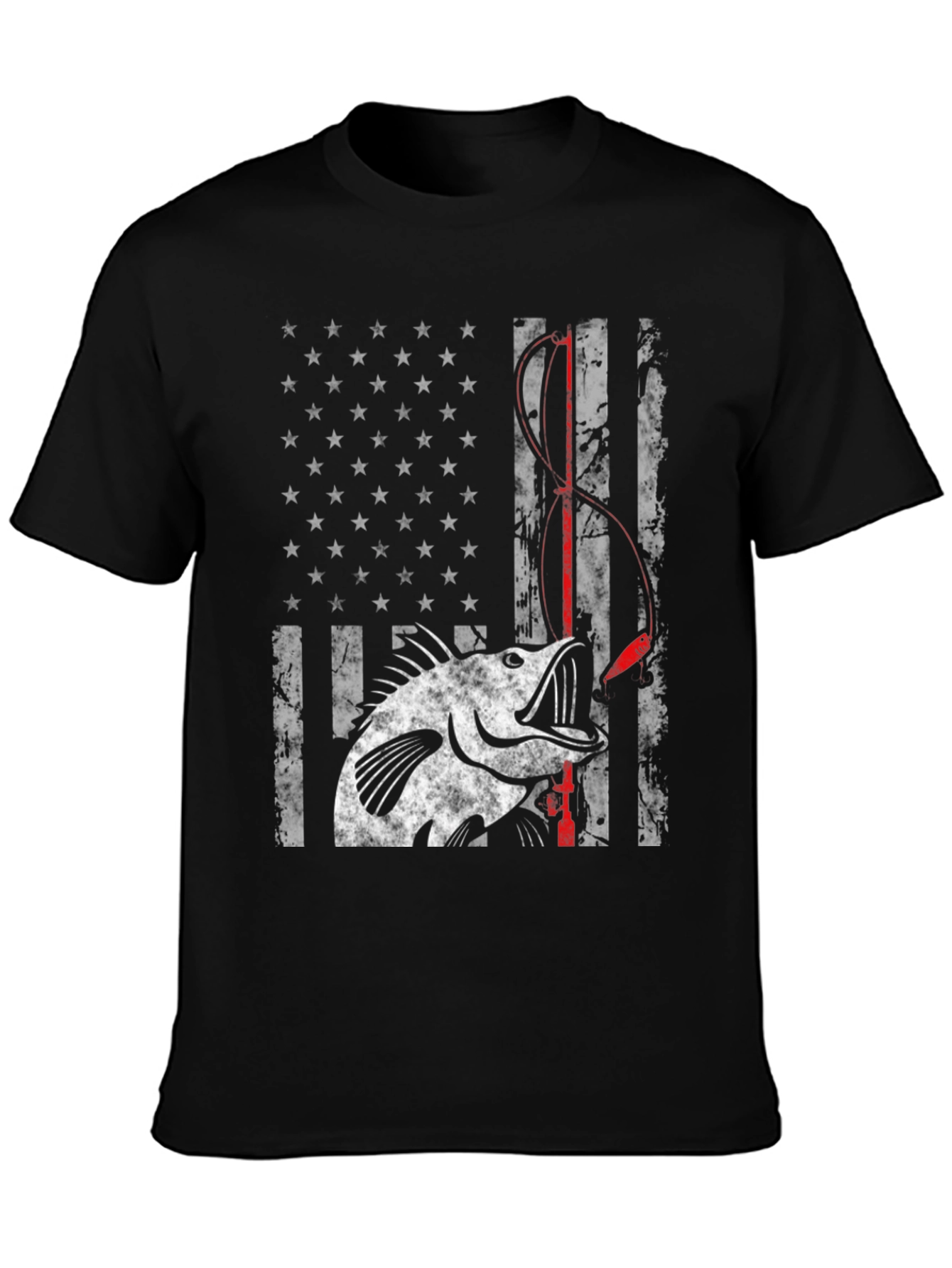 Bass Fishing American Flag Graphic Tee