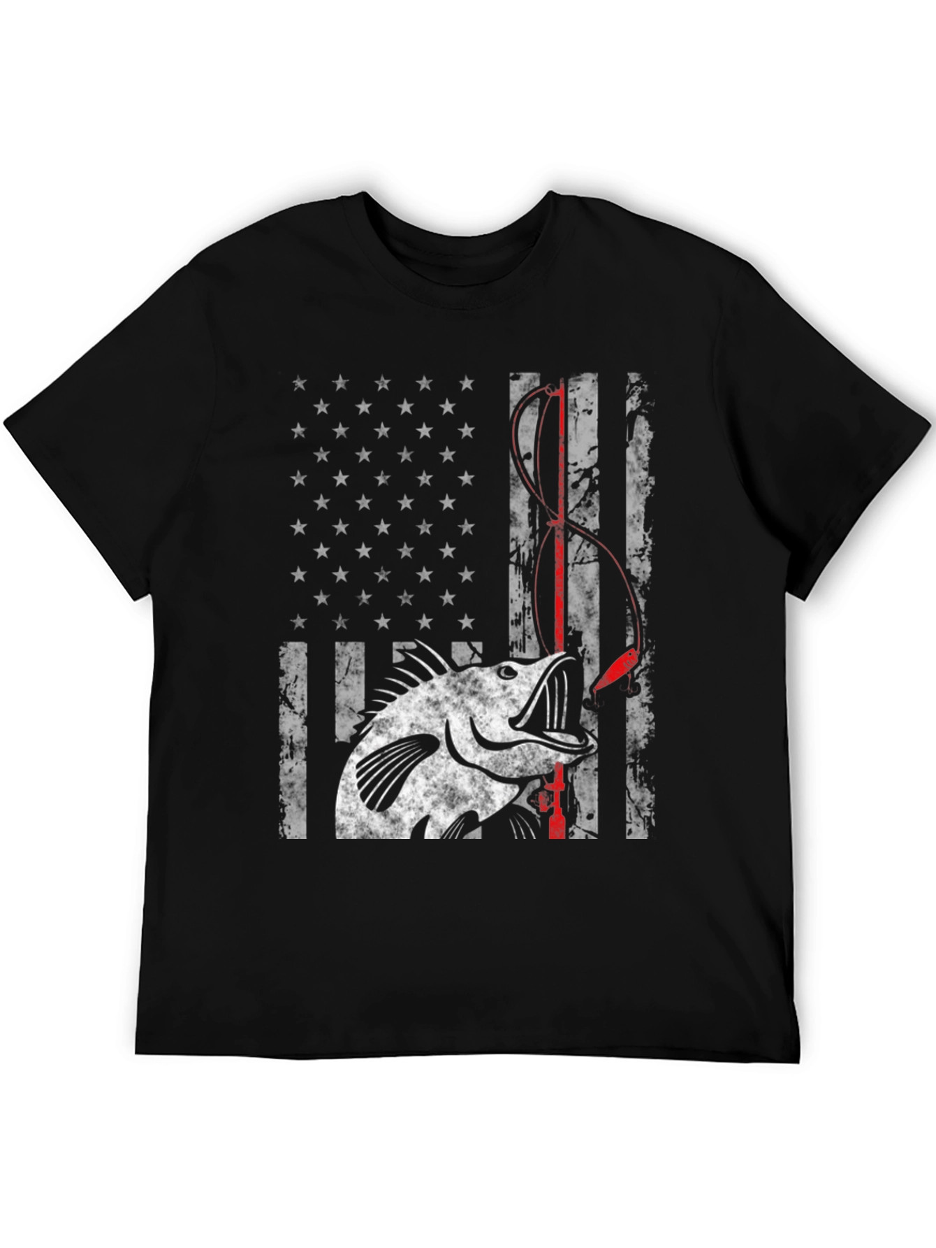 Bass Fishing American Flag Graphic Tee