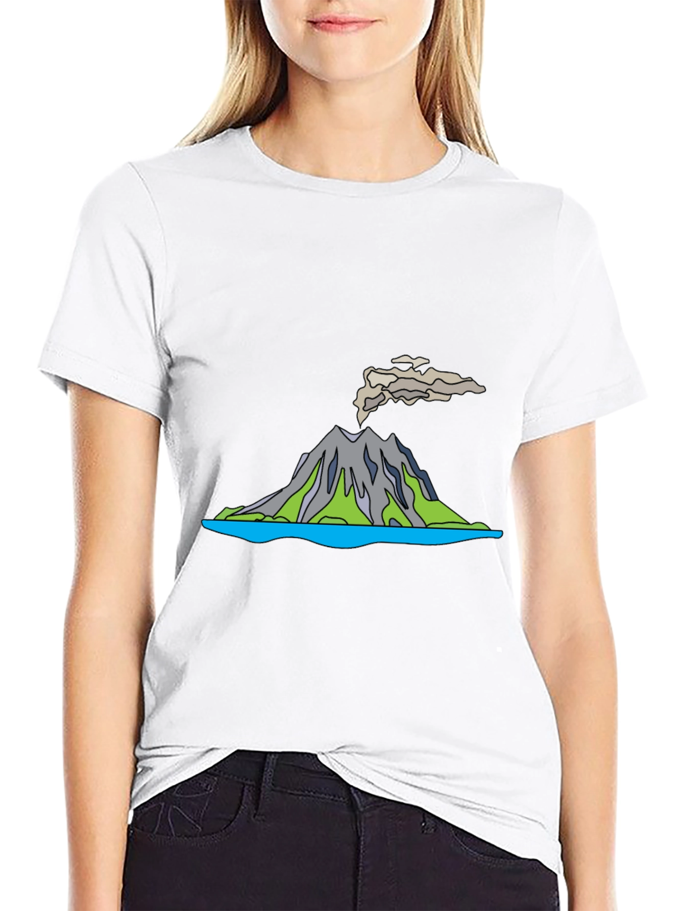 Volcano T-Shirt - Black Crew Neck