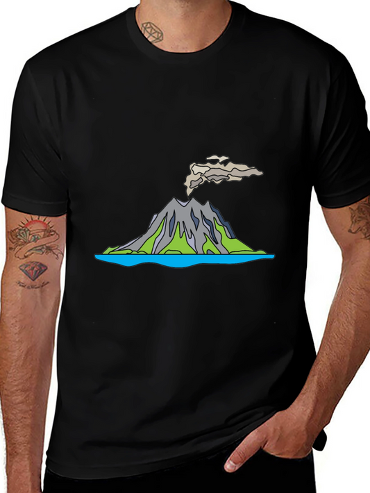 Volcano T-Shirt - Black Crew Neck