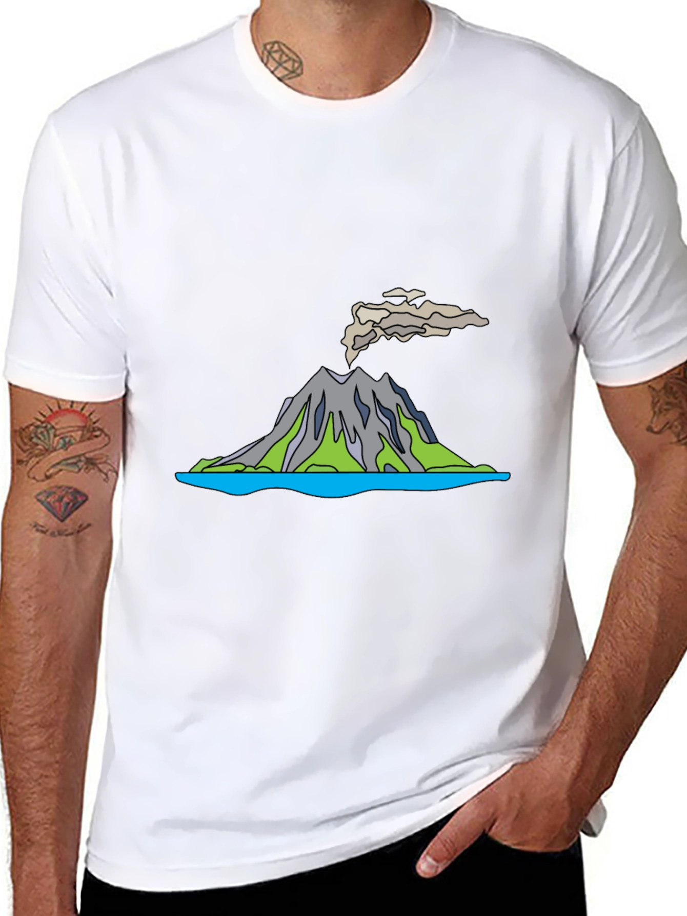 Volcano T-Shirt - Black Crew Neck