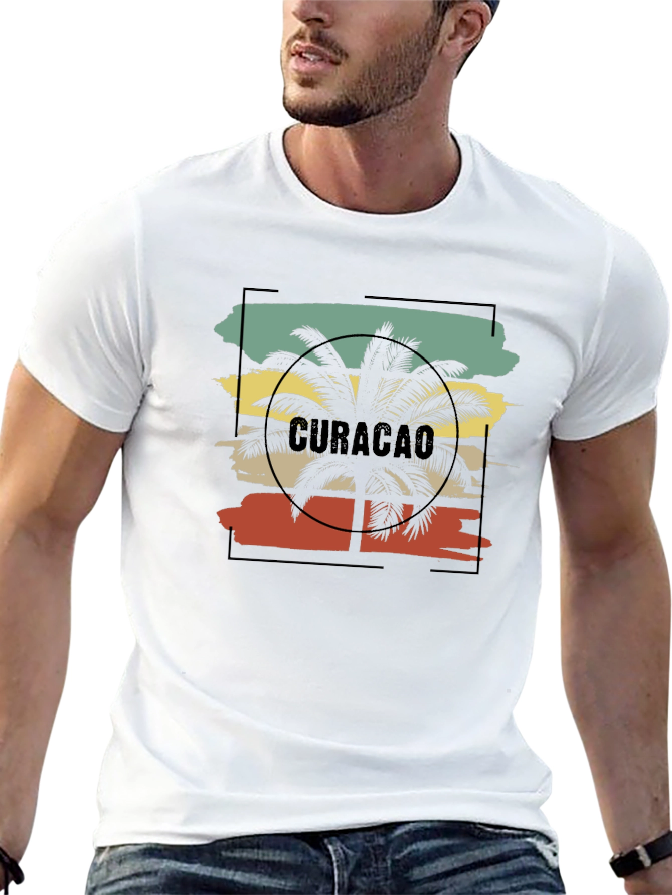 Curacao Palm Tree Graphic Tee - Island Vibes T-Shirt