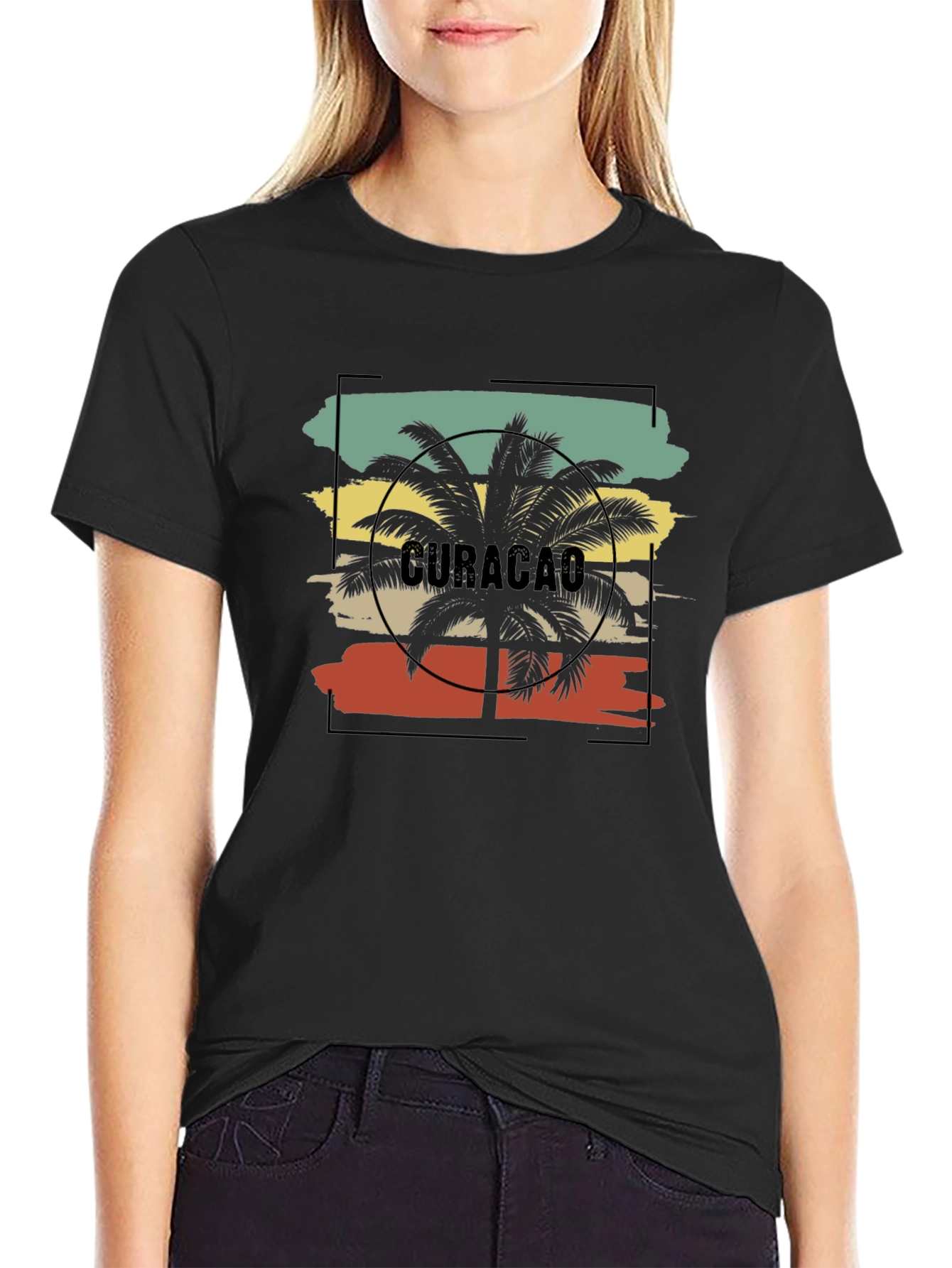 Curacao Palm Tree Graphic Tee - Island Vibes T-Shirt