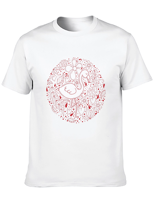 Flamingo Floral Graphic Black T-Shirt