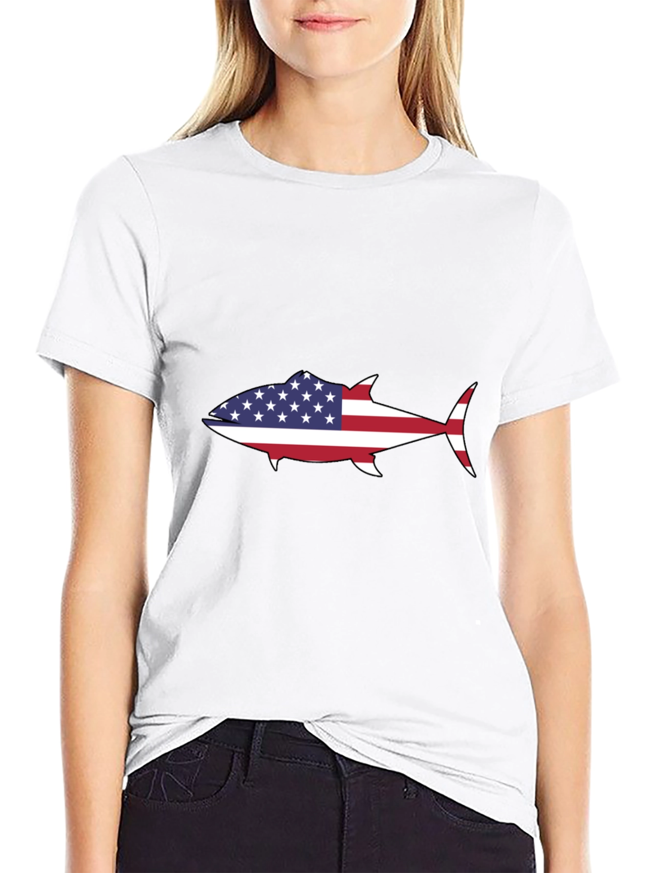 American Flag Tuna Graphic Tee - Black