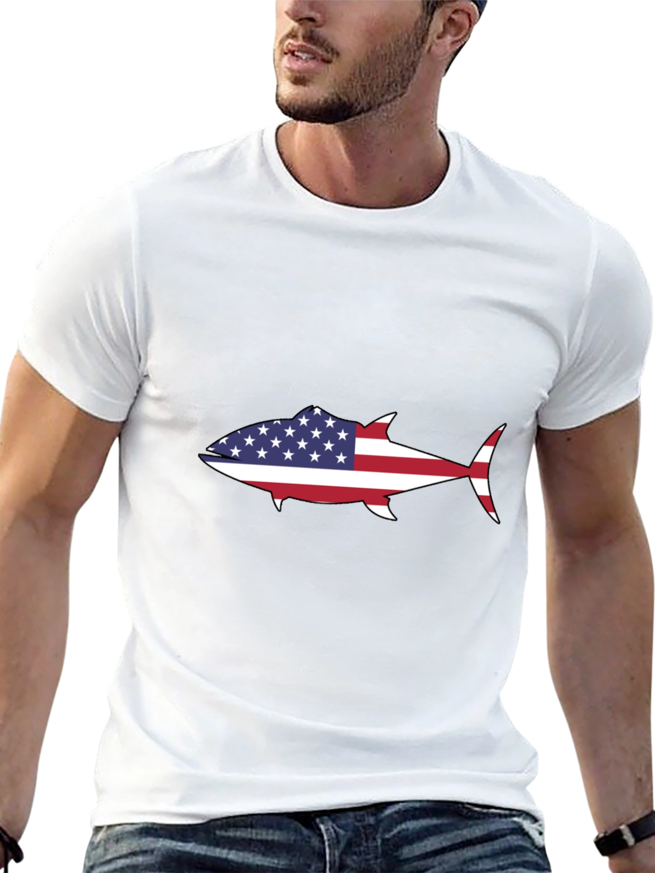 American Flag Tuna Graphic Tee - Black