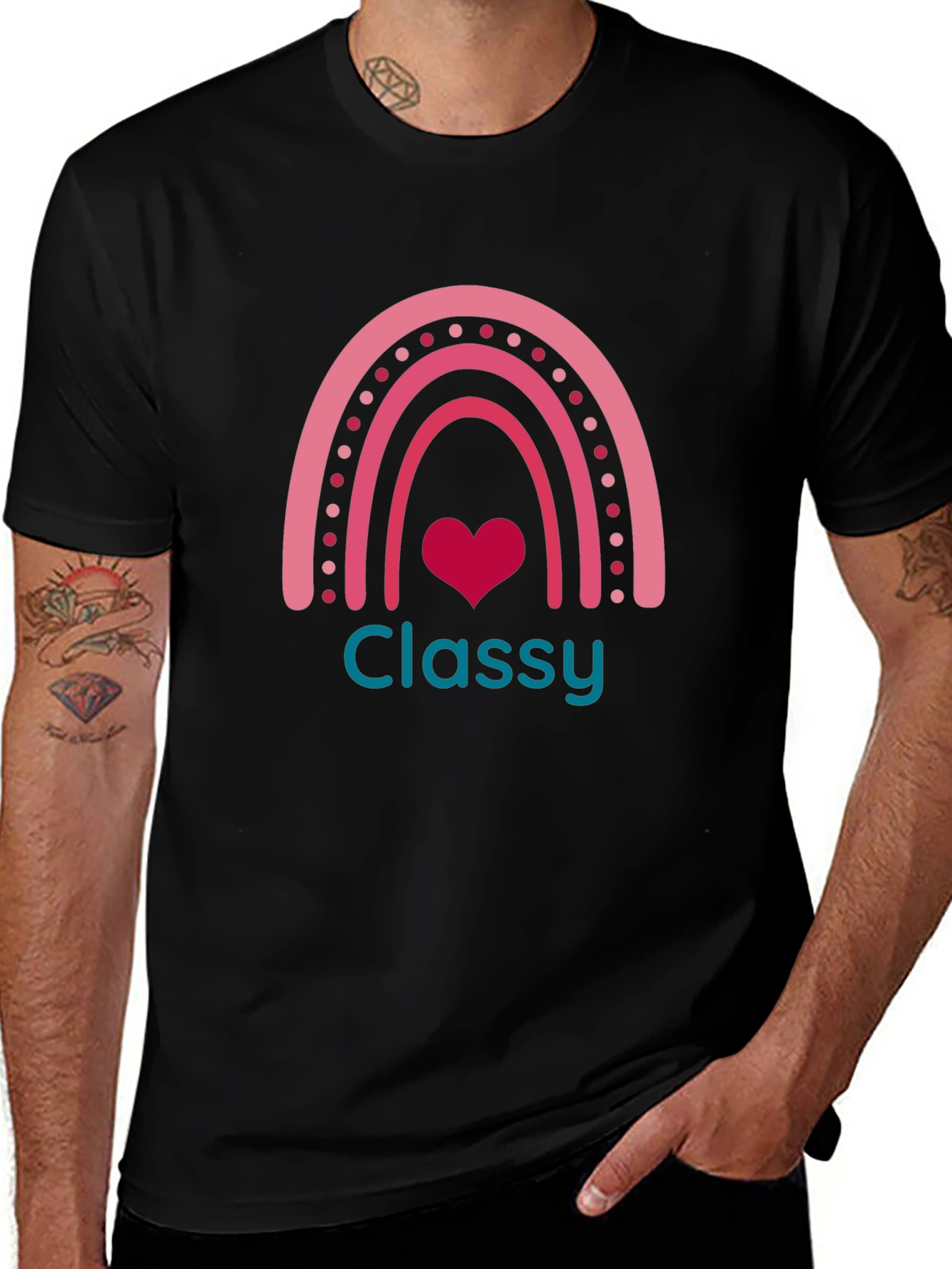 Classy Rainbow Heart Graphic Tee