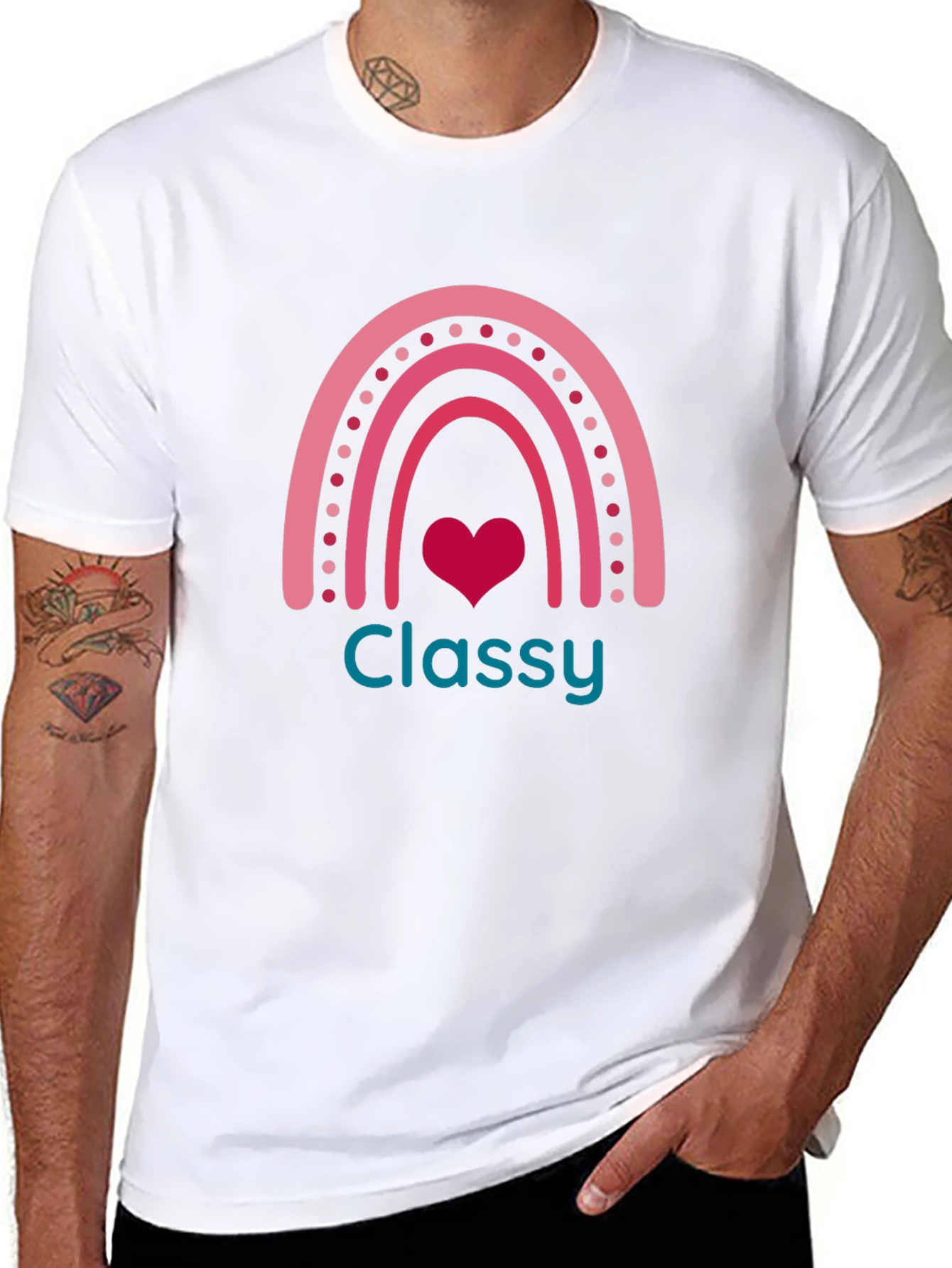 Classy Rainbow Heart Graphic Tee