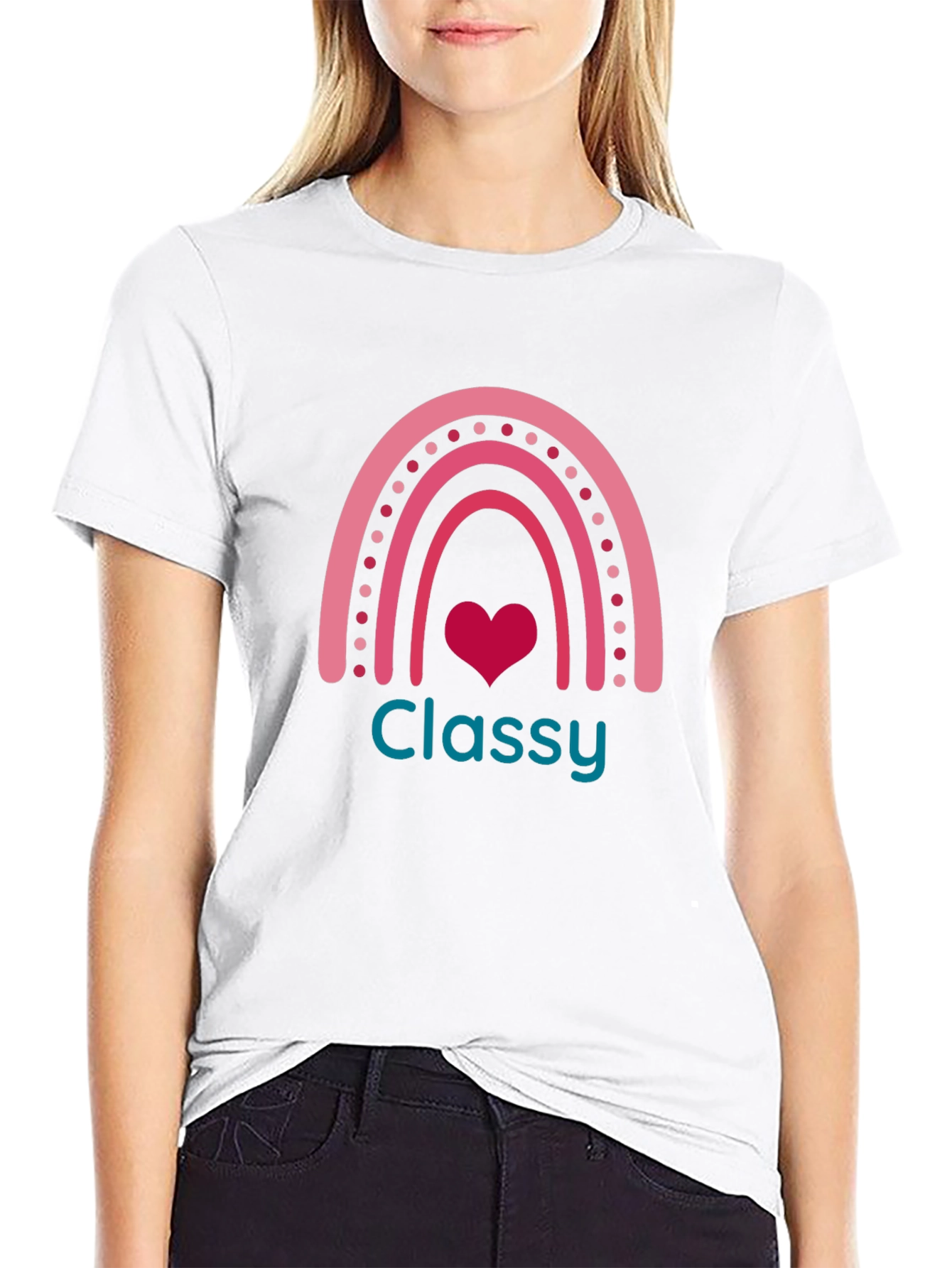 Classy Rainbow Heart Graphic Tee