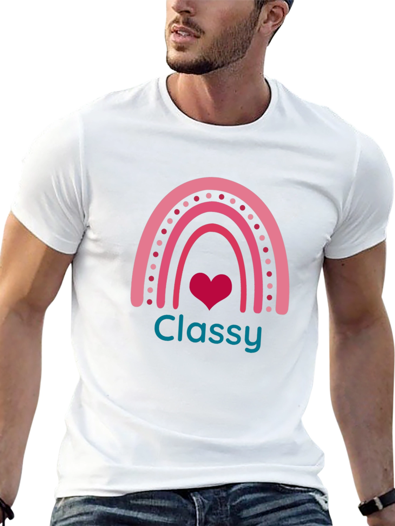Classy Rainbow Heart Graphic Tee