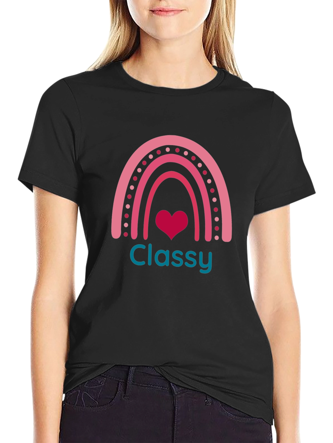 Classy Rainbow Heart Graphic Tee
