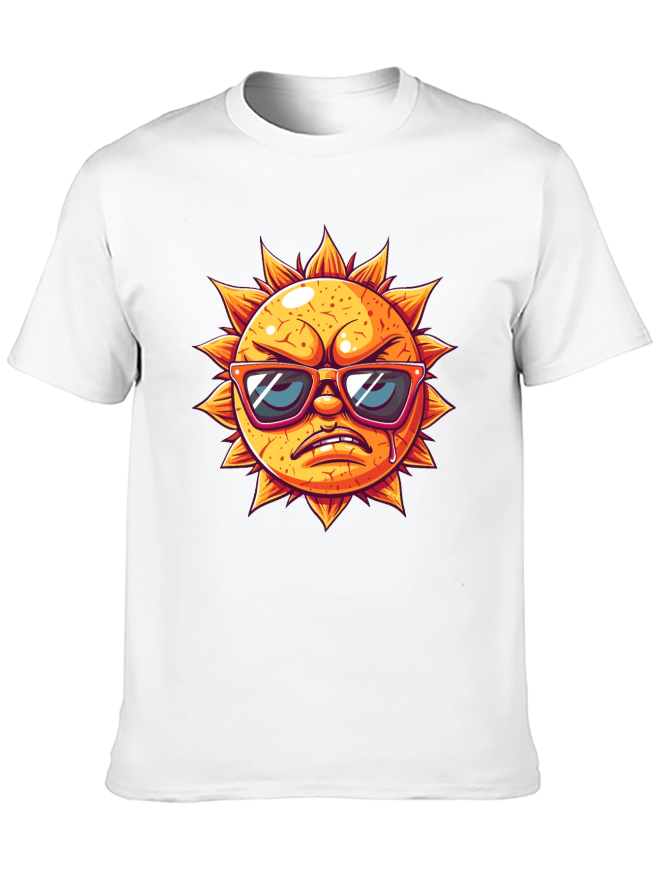 Angry Sun Graphic Tee - Black Cotton T-Shirt