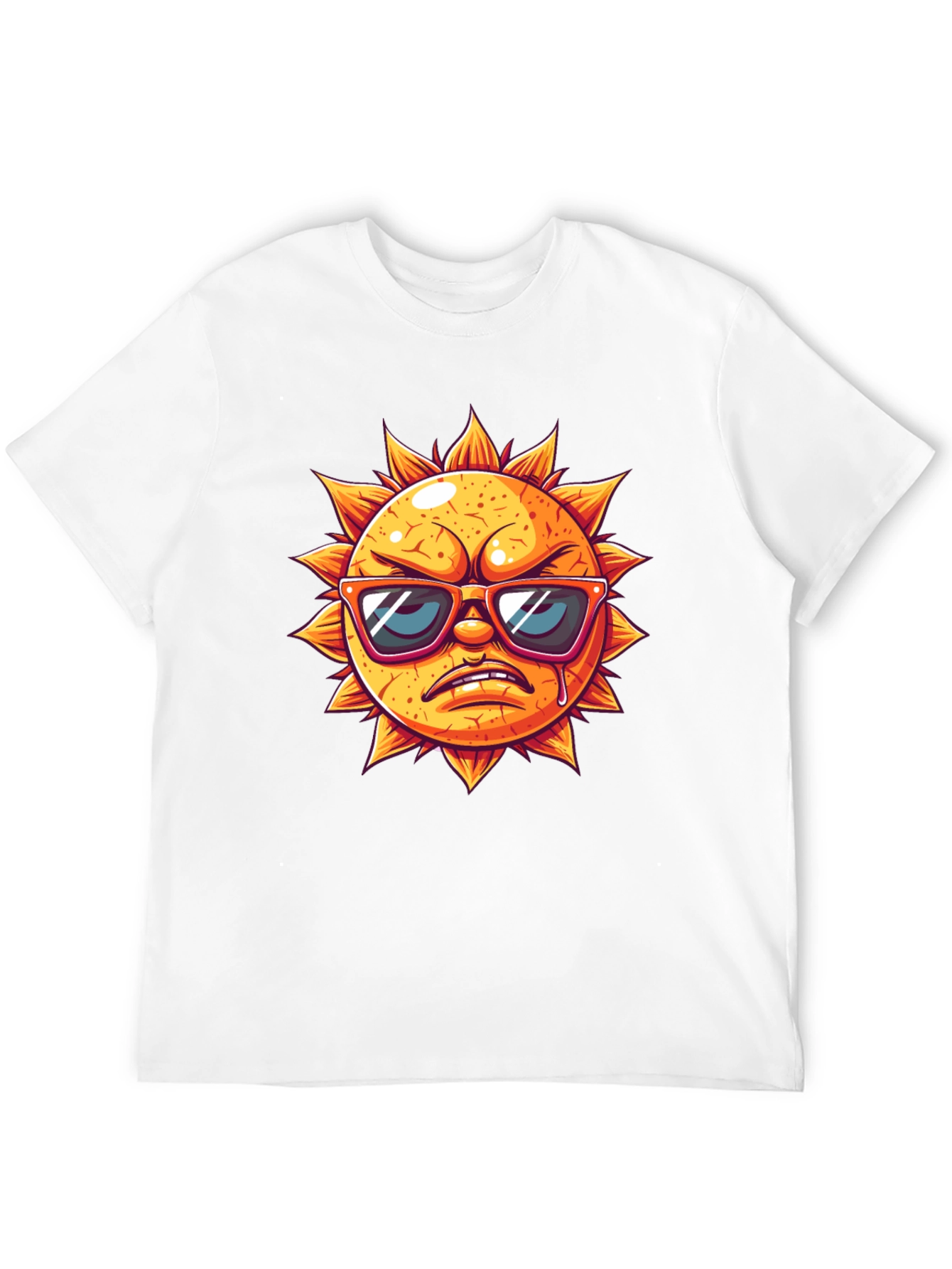 Angry Sun Graphic Tee - Black Cotton T-Shirt