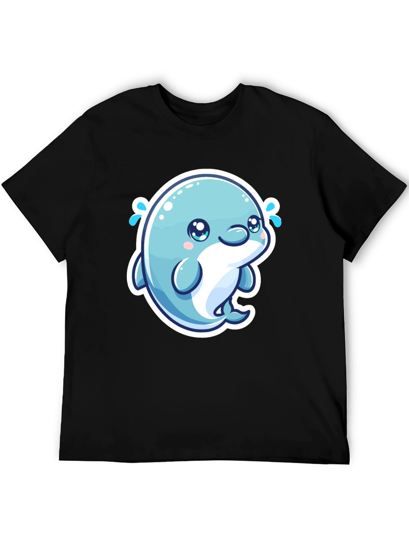 Cute Dolphin Graphic Tee - Soft Cotton Black T-Shirt