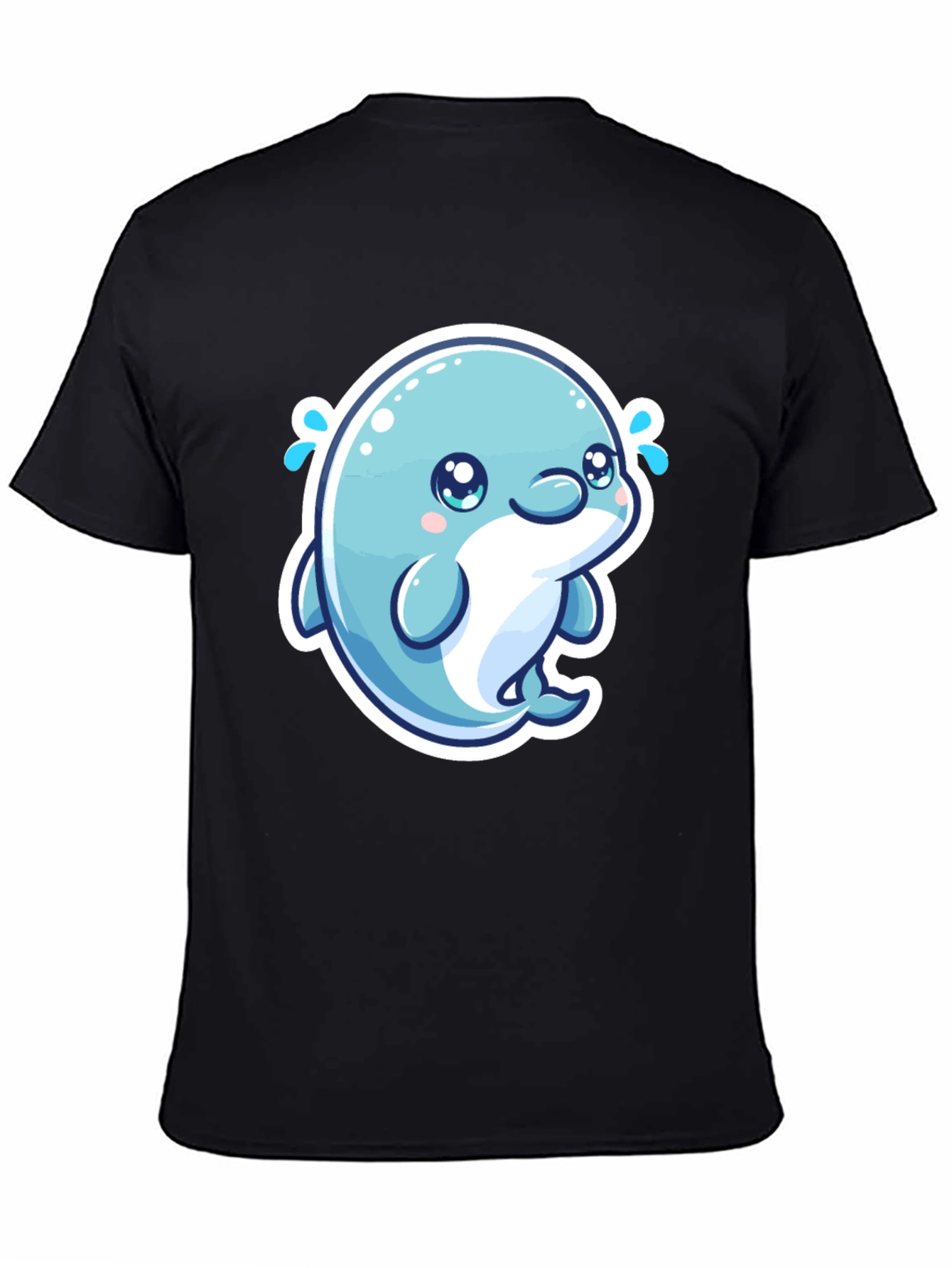 Cute Dolphin Graphic Tee - Soft Cotton Black T-Shirt