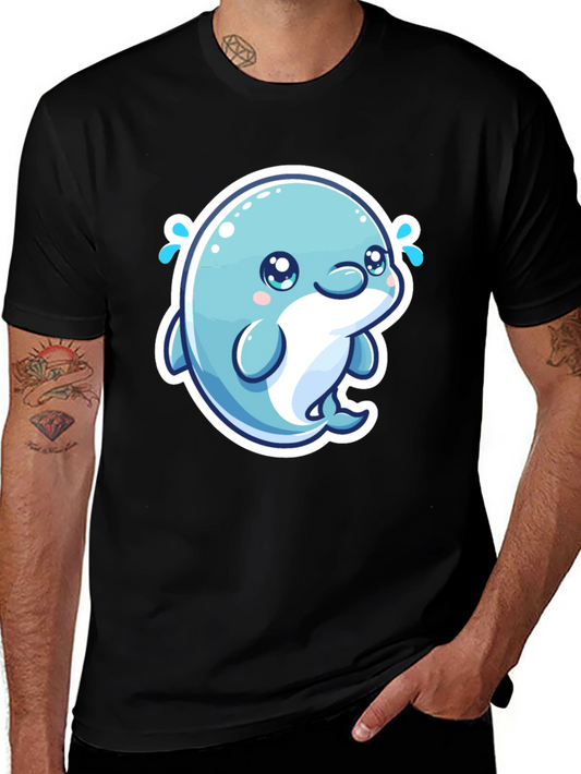 Cute Dolphin Graphic Tee - Soft Cotton Black T-Shirt
