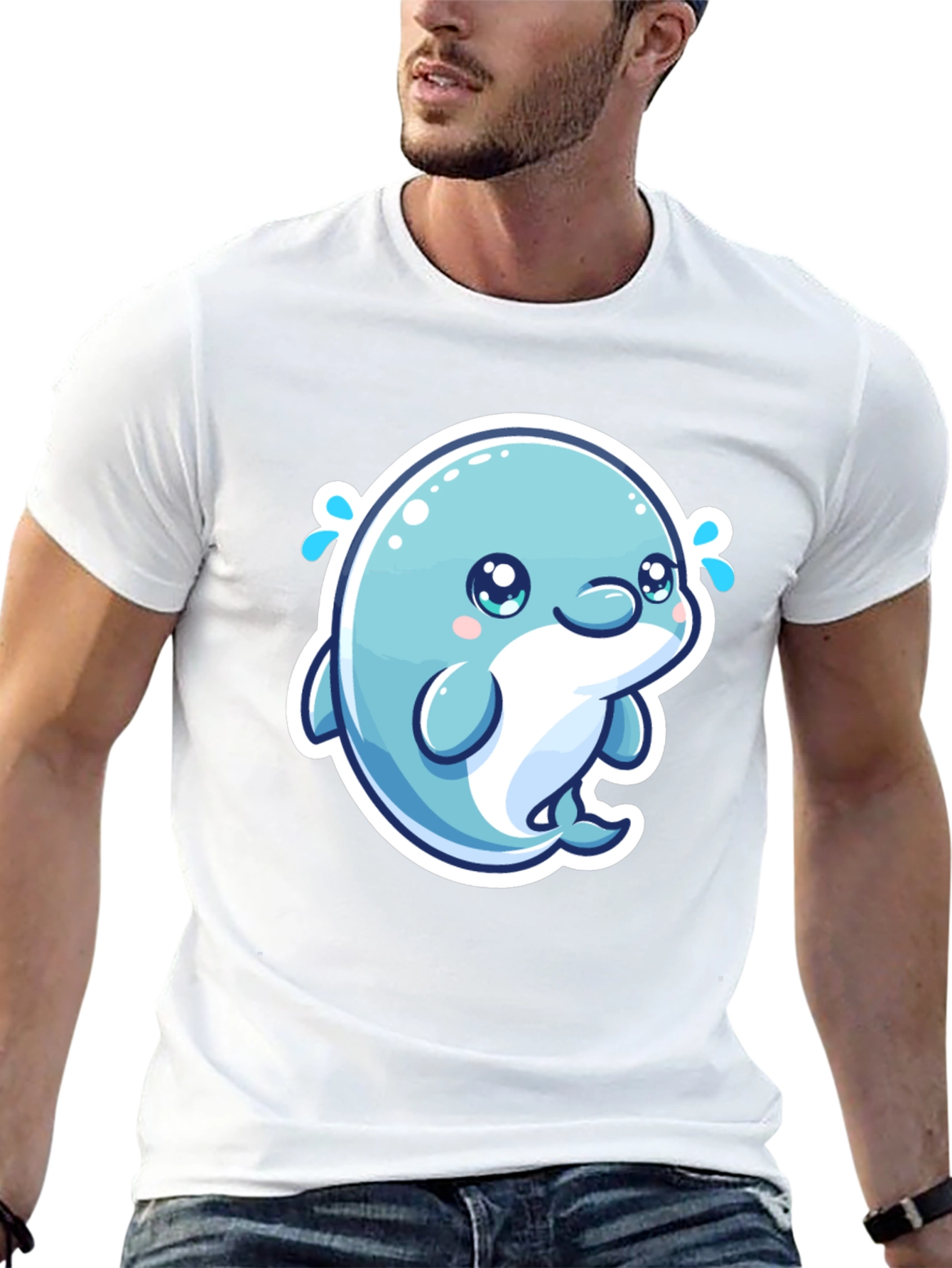 Cute Dolphin Graphic Tee - Soft Cotton Black T-Shirt