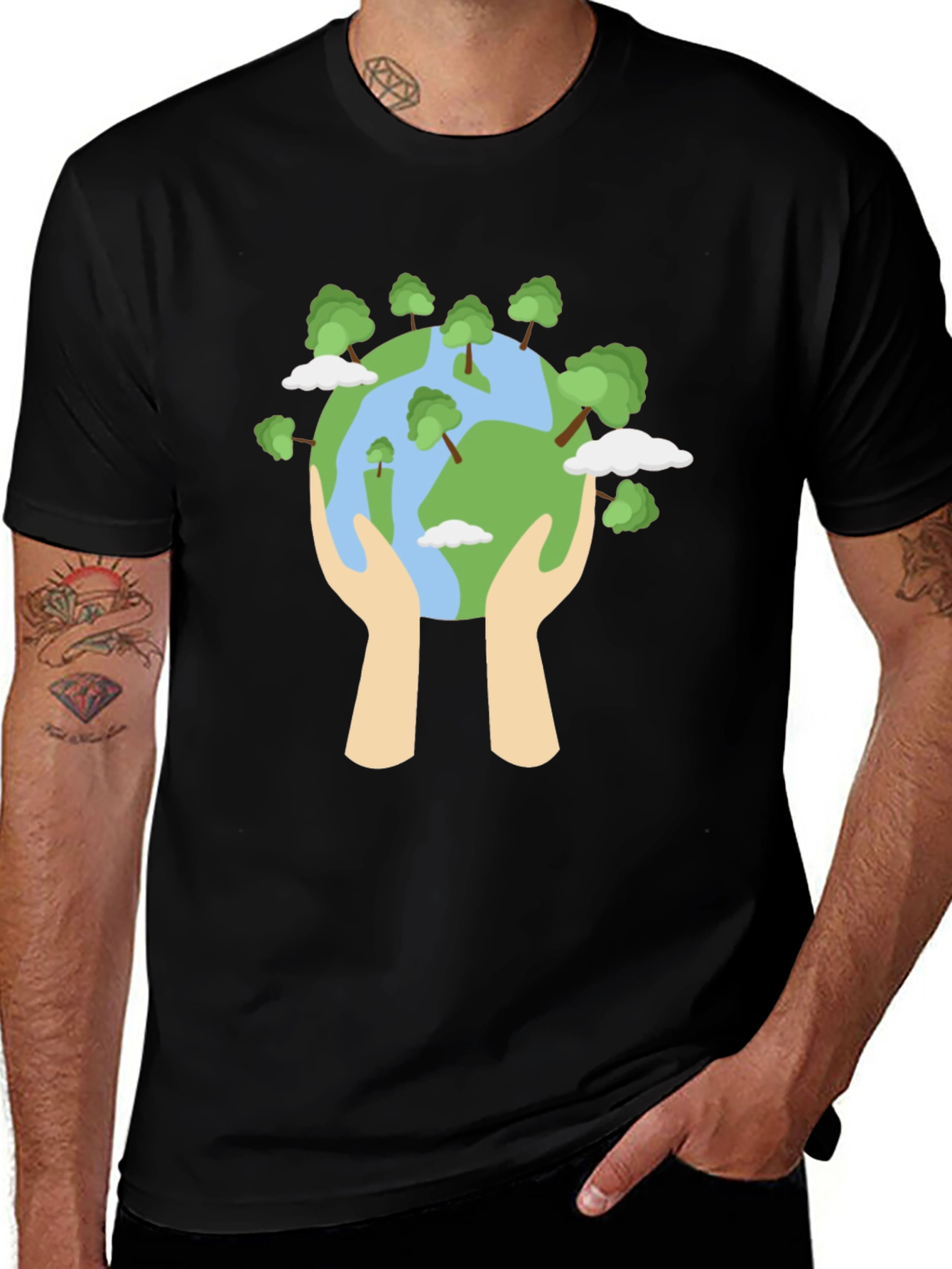 Eco-Friendly World Graphic Black T-Shirt