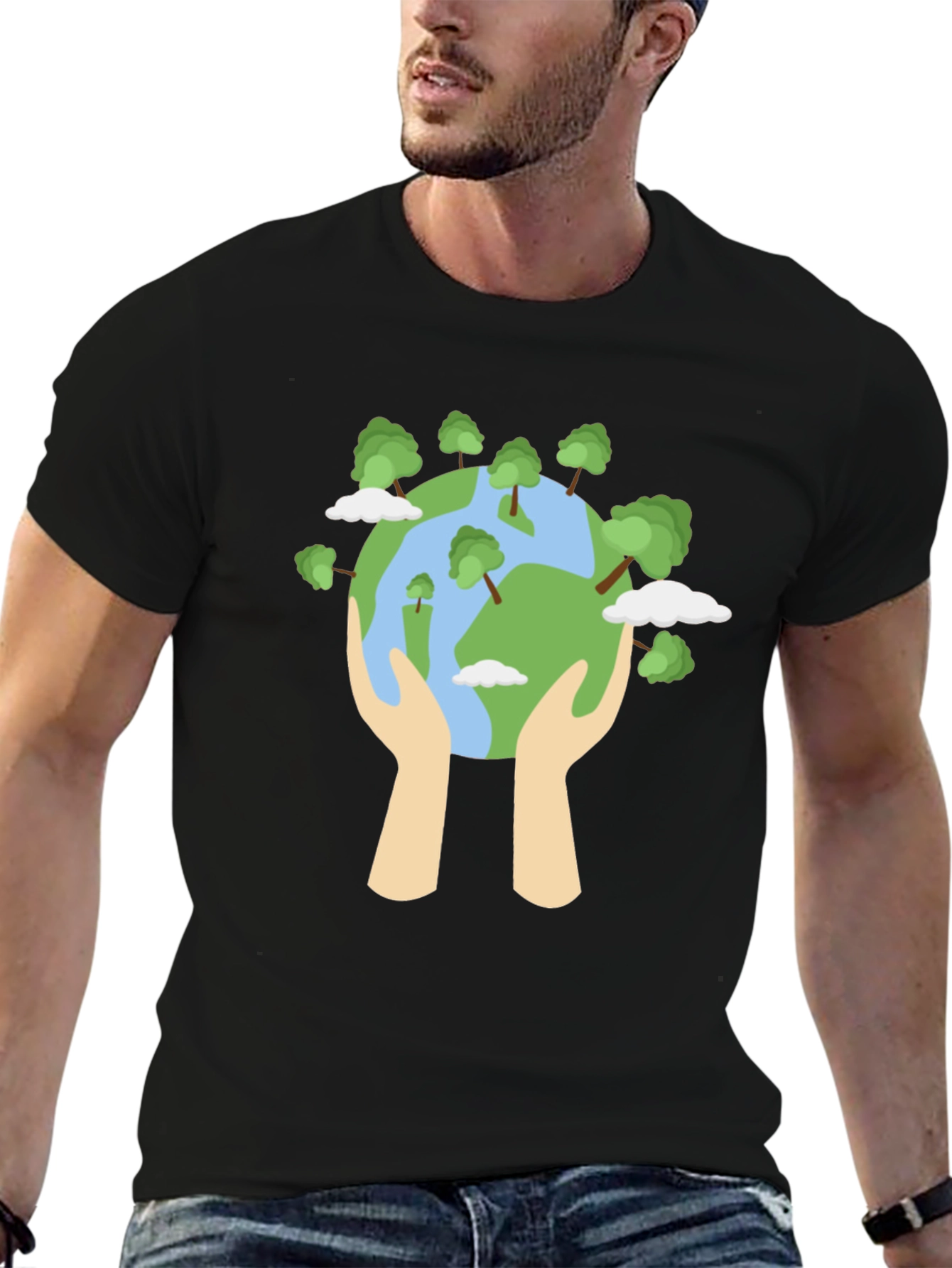Eco-Friendly World Graphic Black T-Shirt