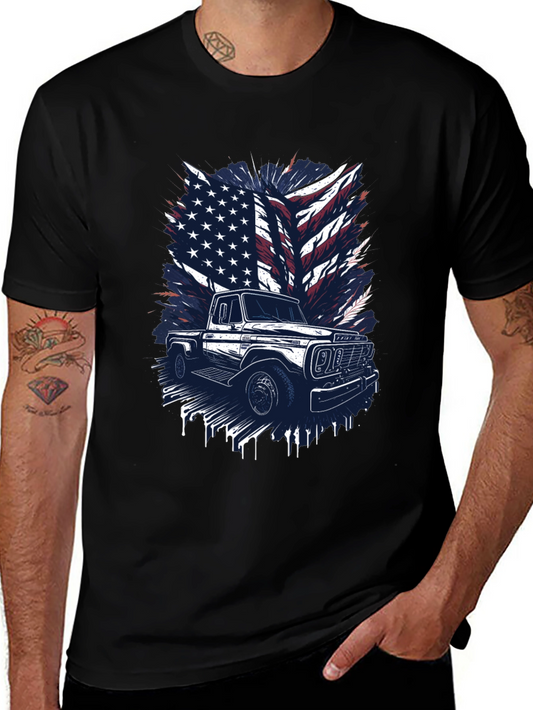 American Flag Truck Graphic T-Shirt