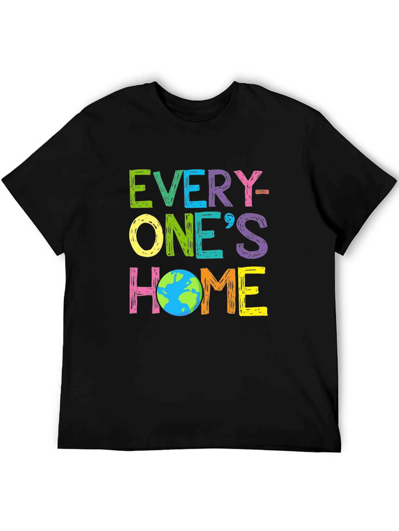 Everyones Home Earth T-Shirt - Black Cotton Tee