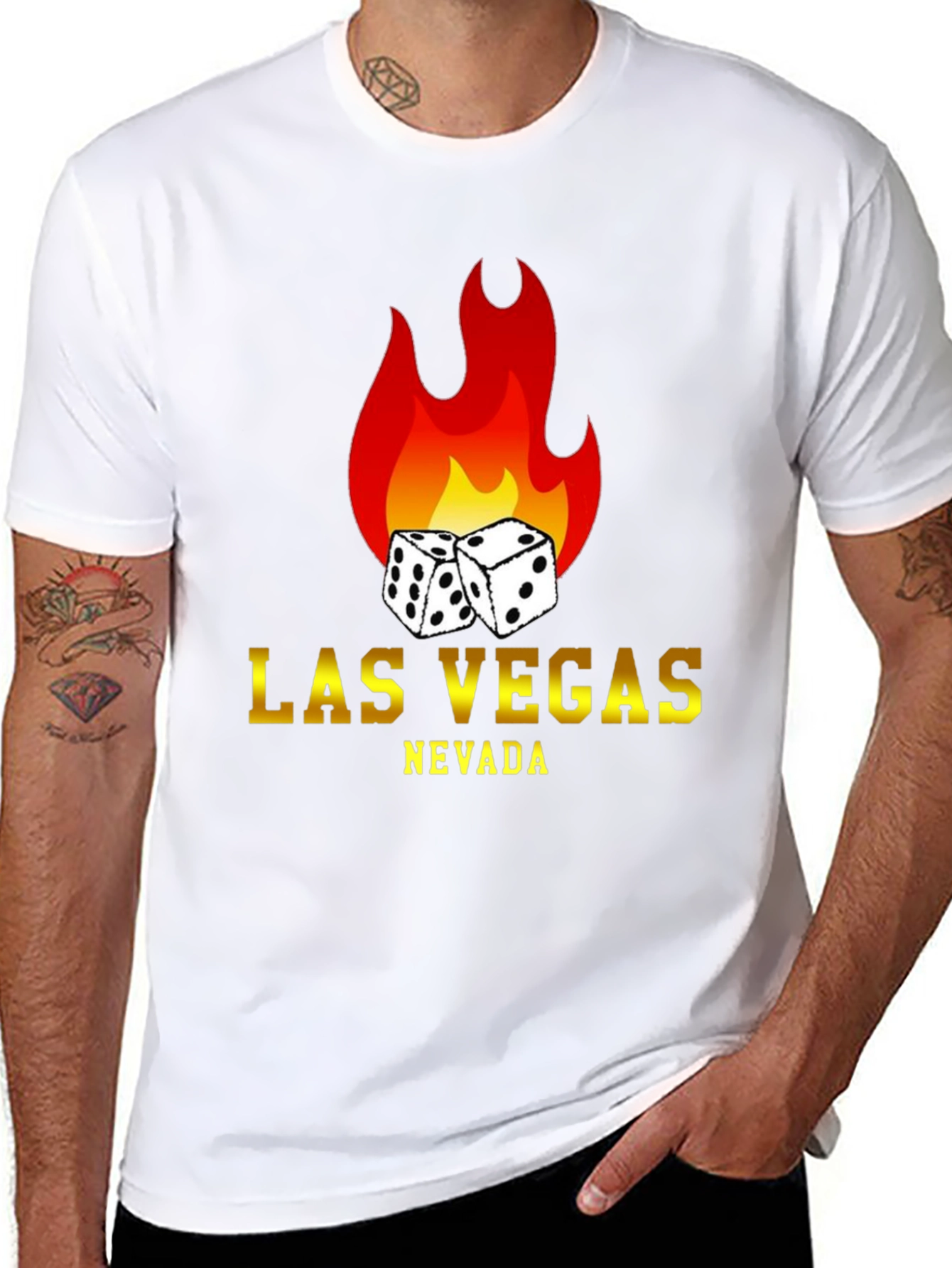 Las Vegas Nevada Dice Flame Black T-Shirt