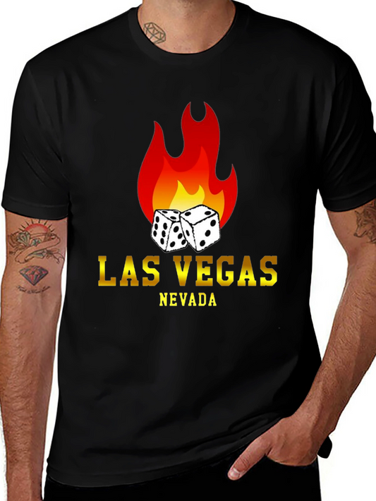 Las Vegas Nevada Dice Flame Black T-Shirt