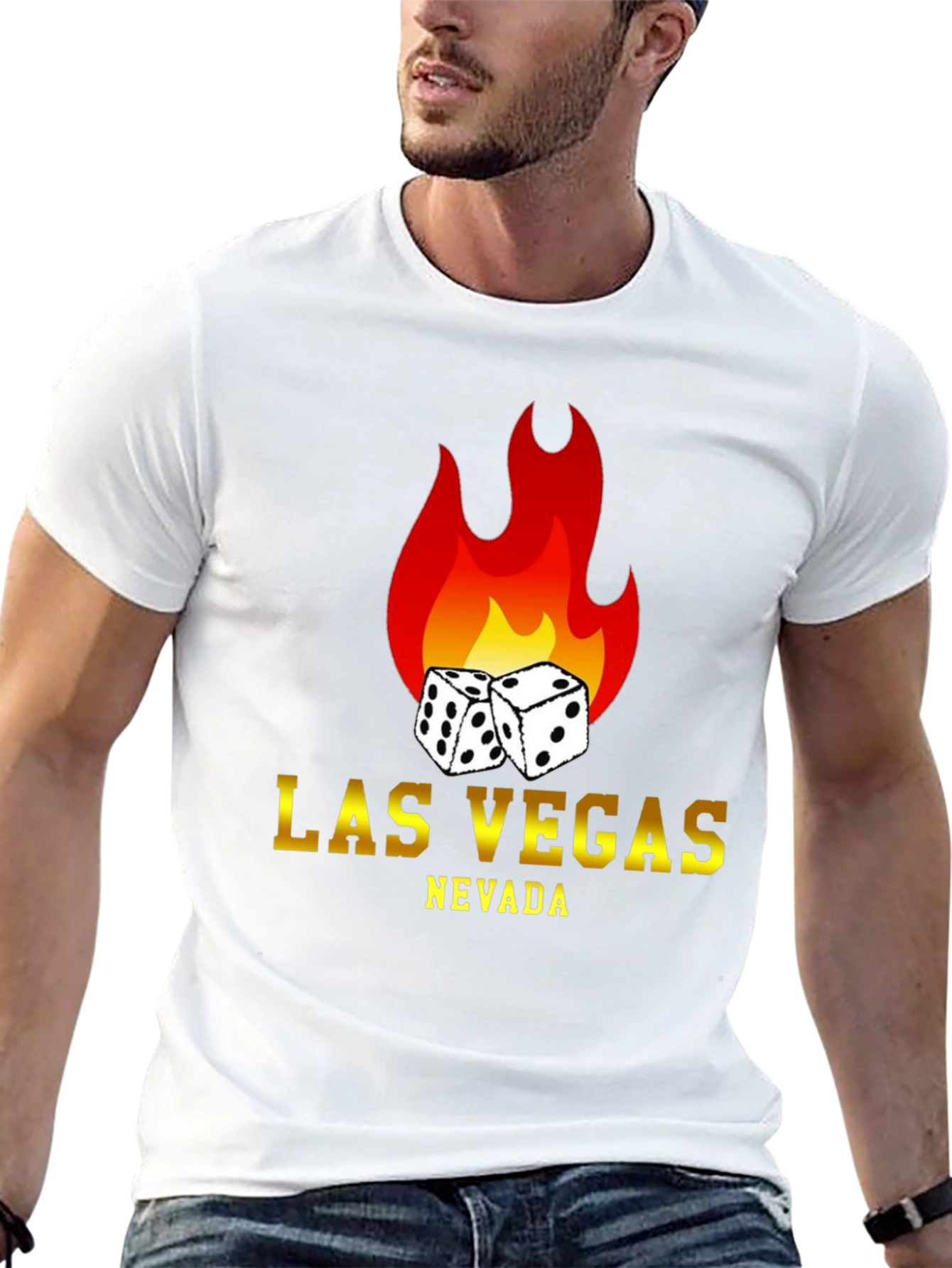 Las Vegas Nevada Dice Flame Black T-Shirt