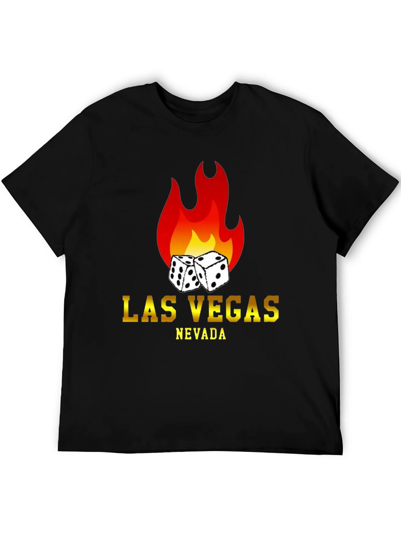 Las Vegas Nevada Dice Flame Black T-Shirt