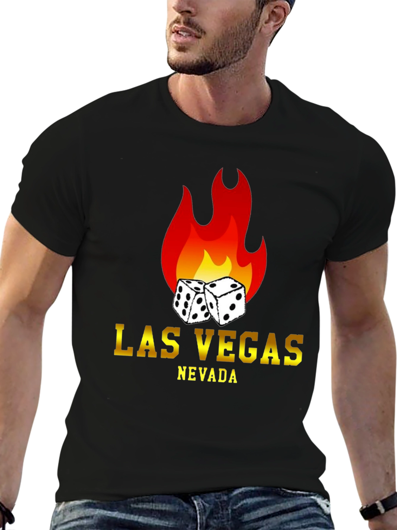 Las Vegas Nevada Dice Flame Black T-Shirt