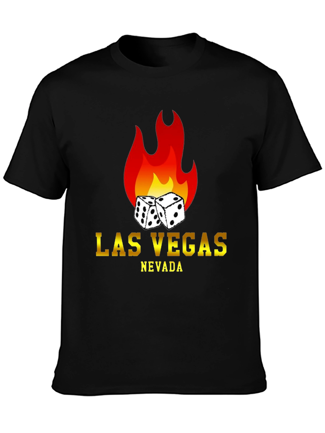 Las Vegas Nevada Dice Flame Black T-Shirt