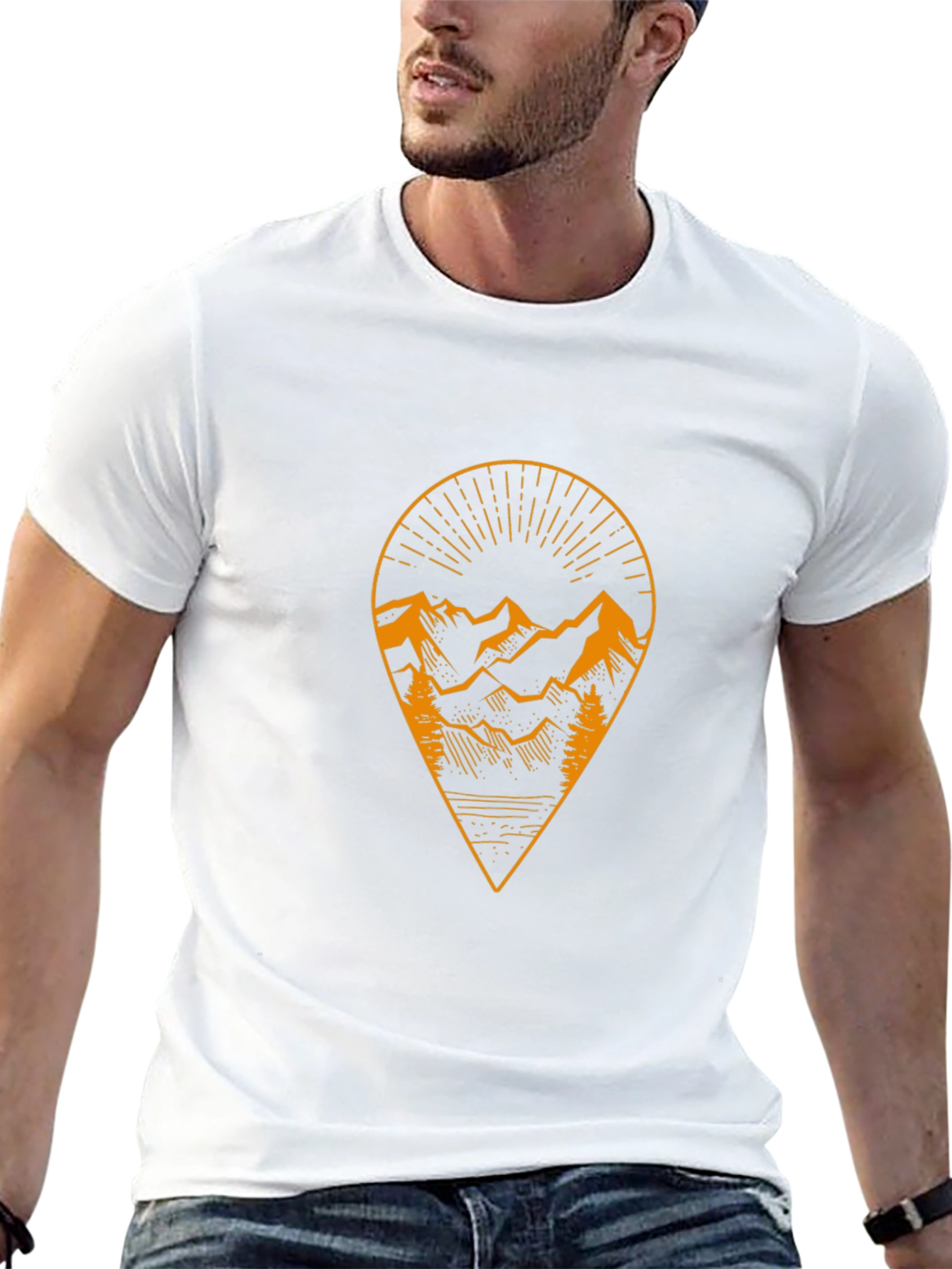 Mountain Graphic Tee - Black Cotton Adventure Shirt