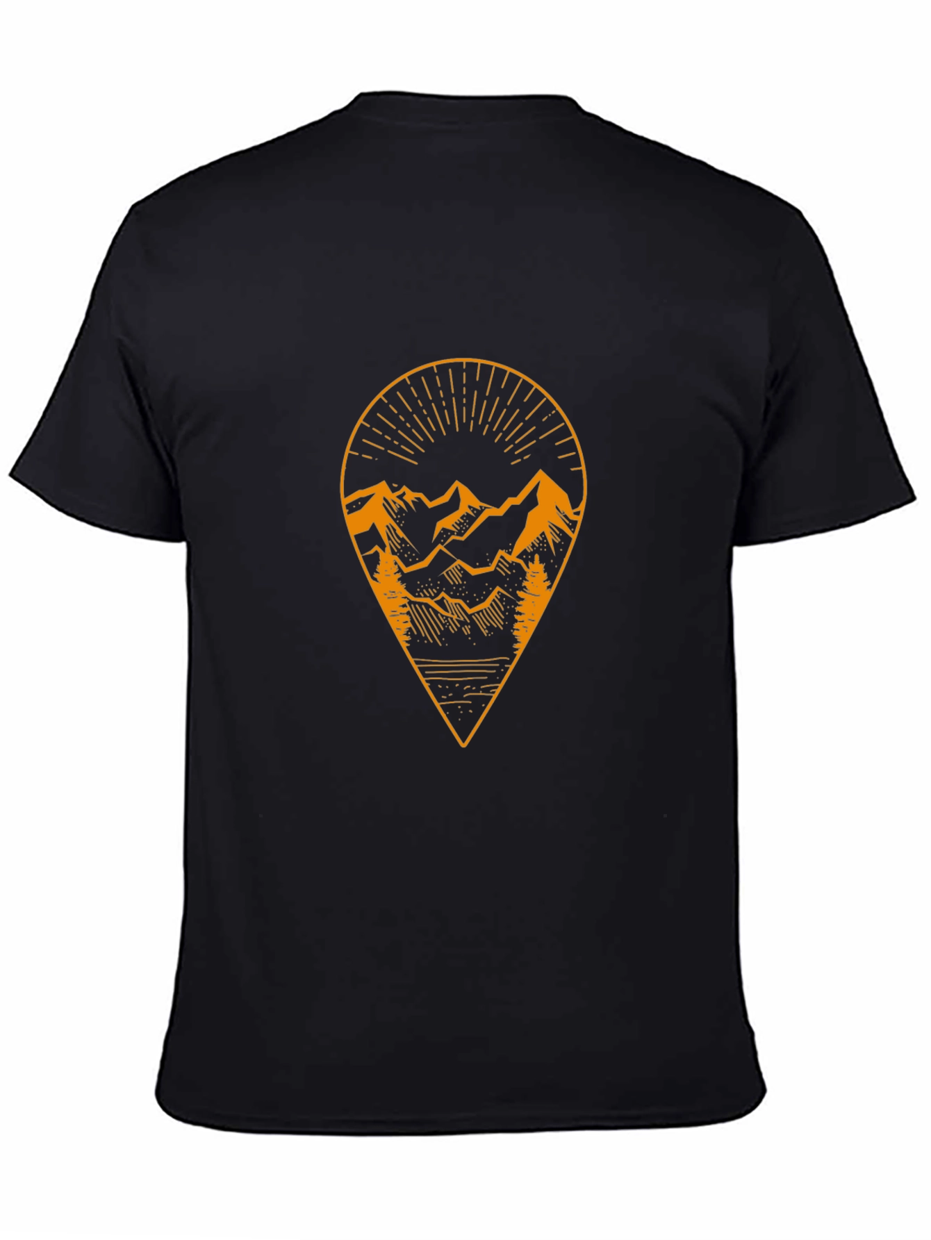 Mountain Graphic Tee - Black Cotton Adventure Shirt