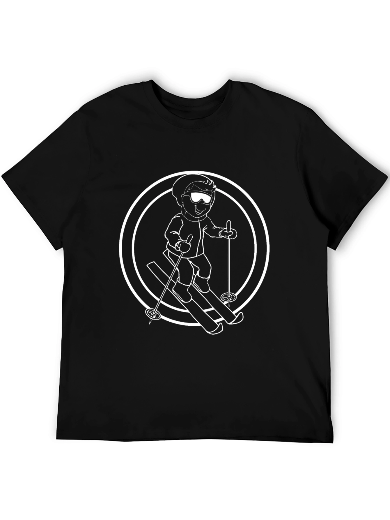 Skiing Cartoon Graphic T-Shirt